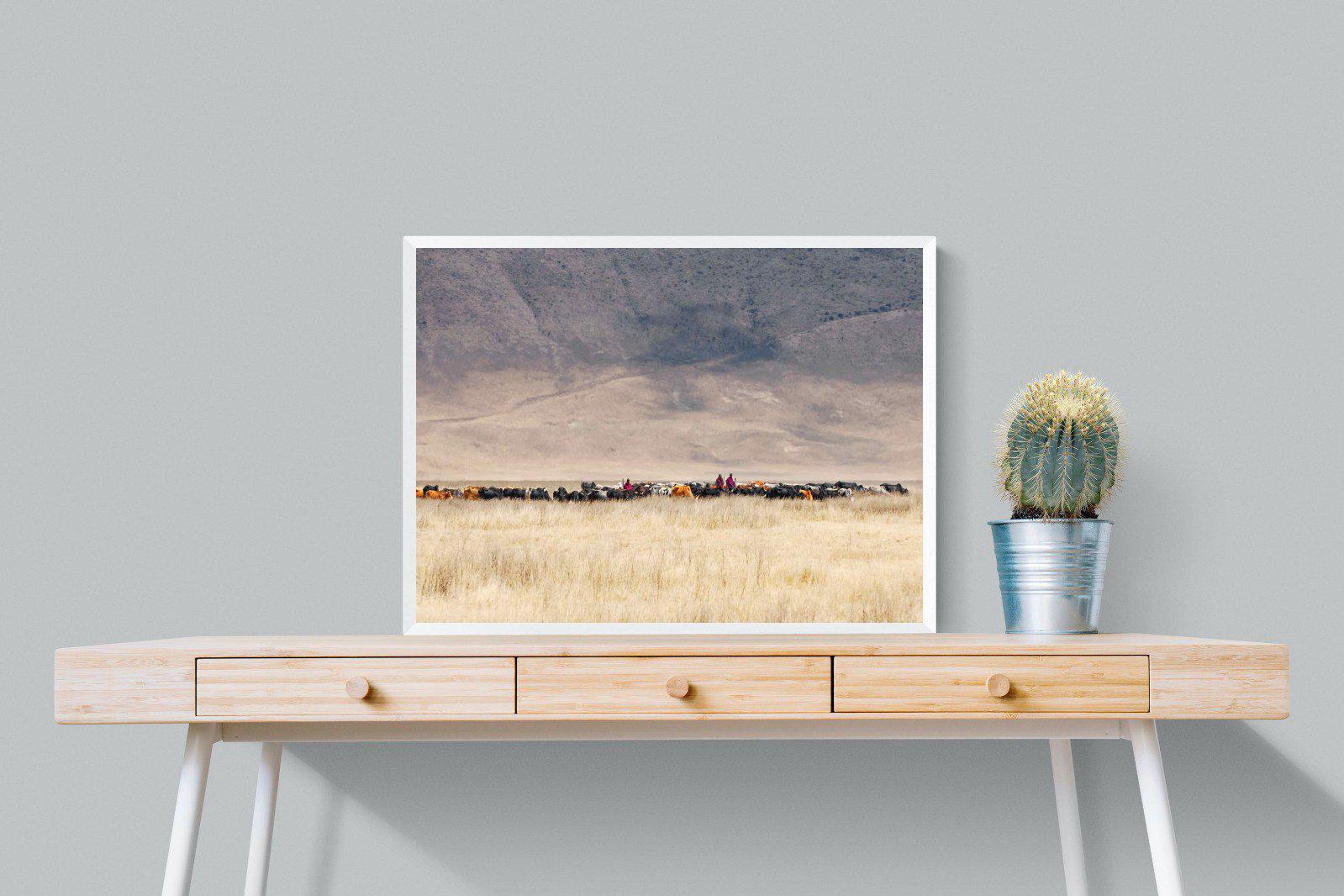 Masai Vista-Wall_Art-80 x 60cm-Mounted Canvas-White-Pixalot
