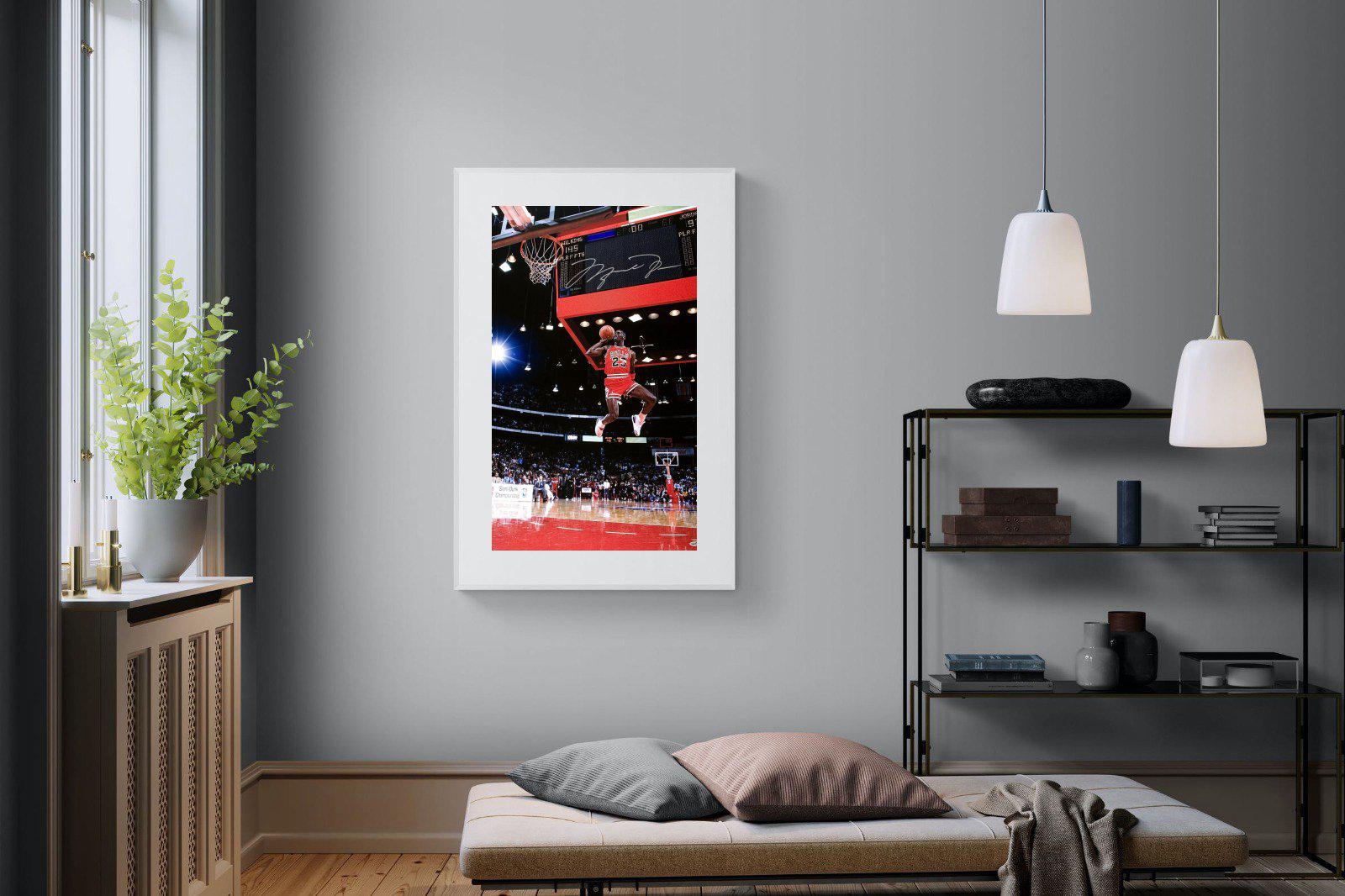 Michael Jordan-Wall_Art-100 x 150cm-Framed Print-White-Pixalot
