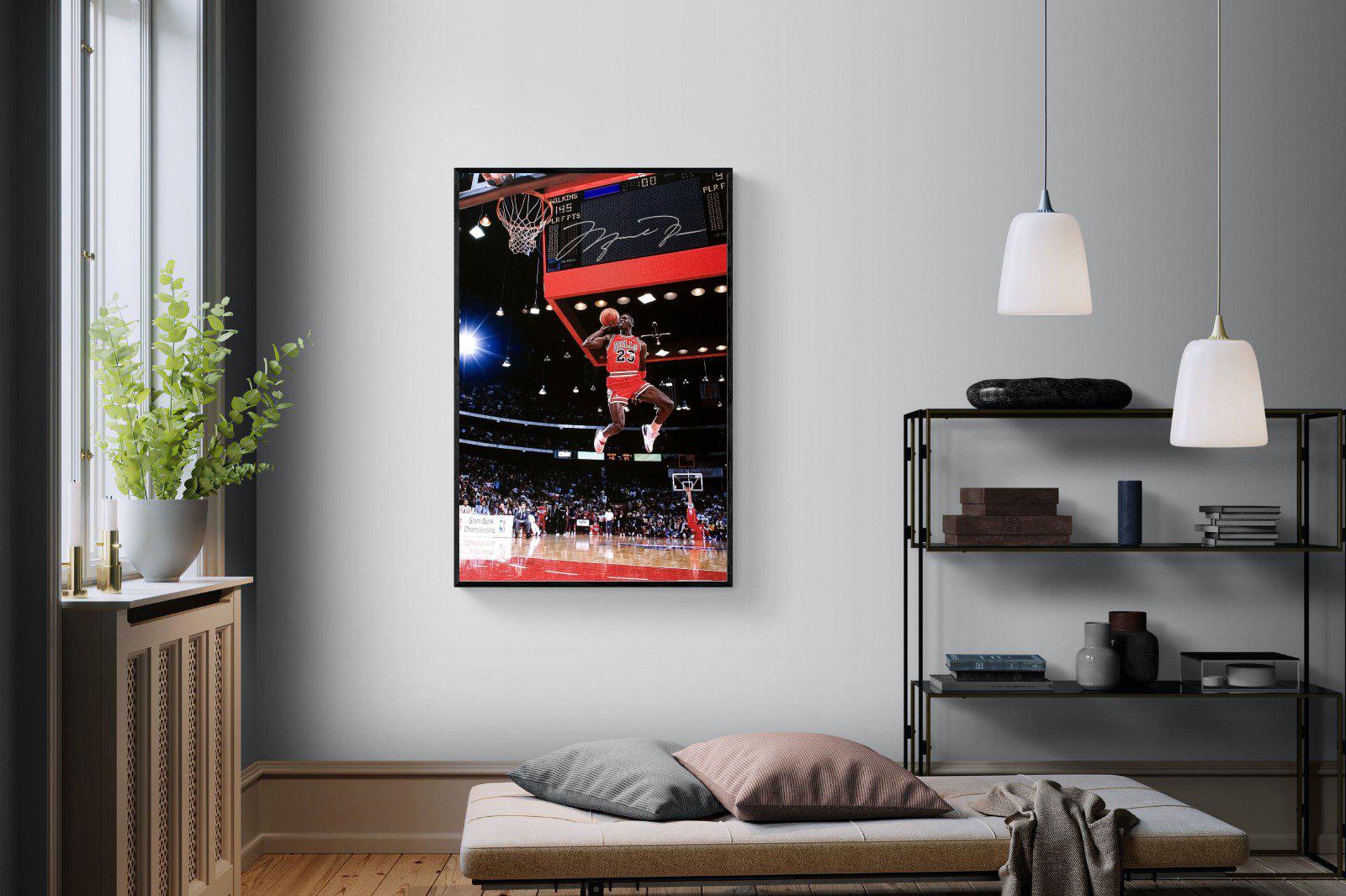 Michael Jordan-Wall_Art-100 x 150cm-Mounted Canvas-Black-Pixalot