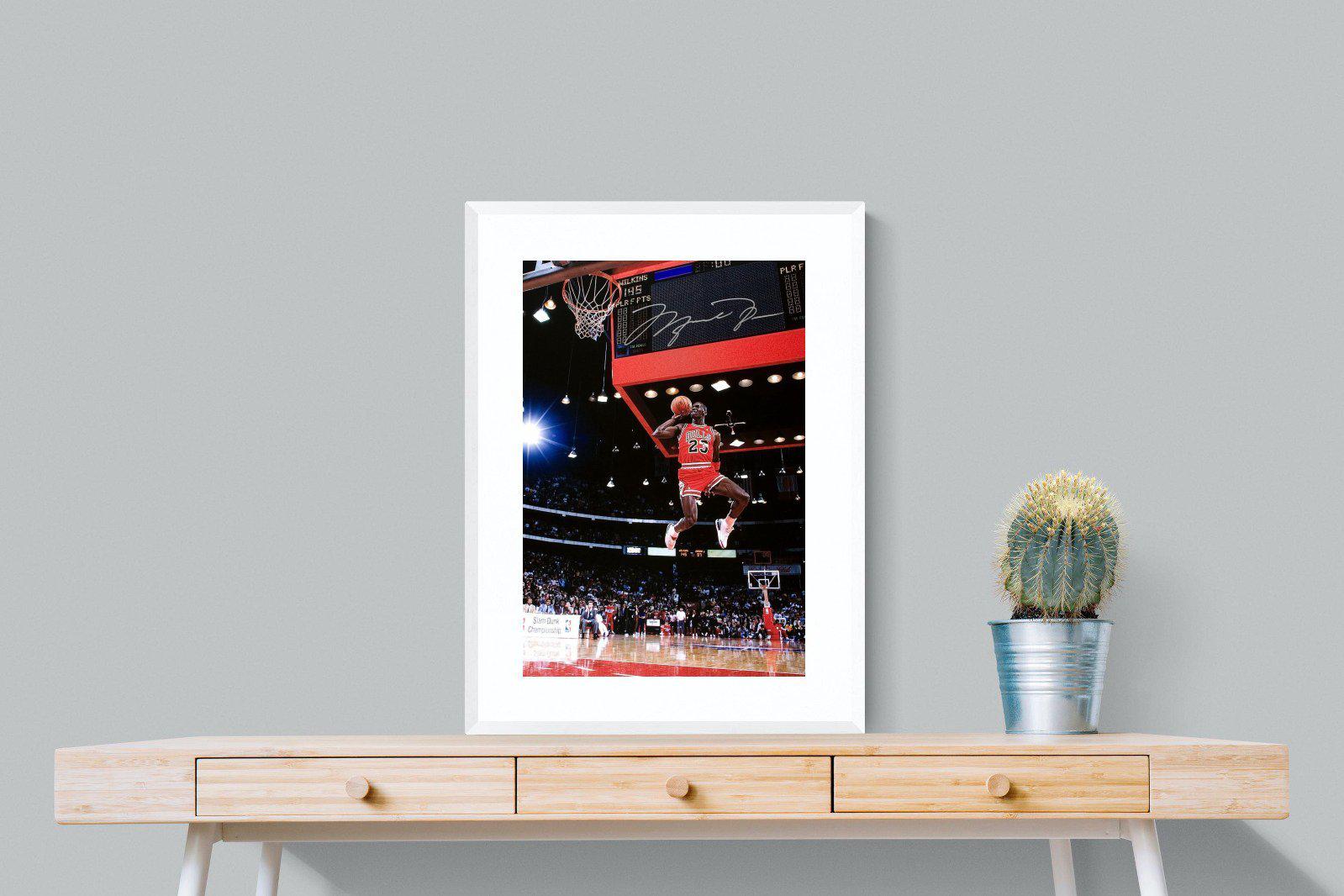 Michael Jordan-Wall_Art-60 x 80cm-Framed Print-White-Pixalot
