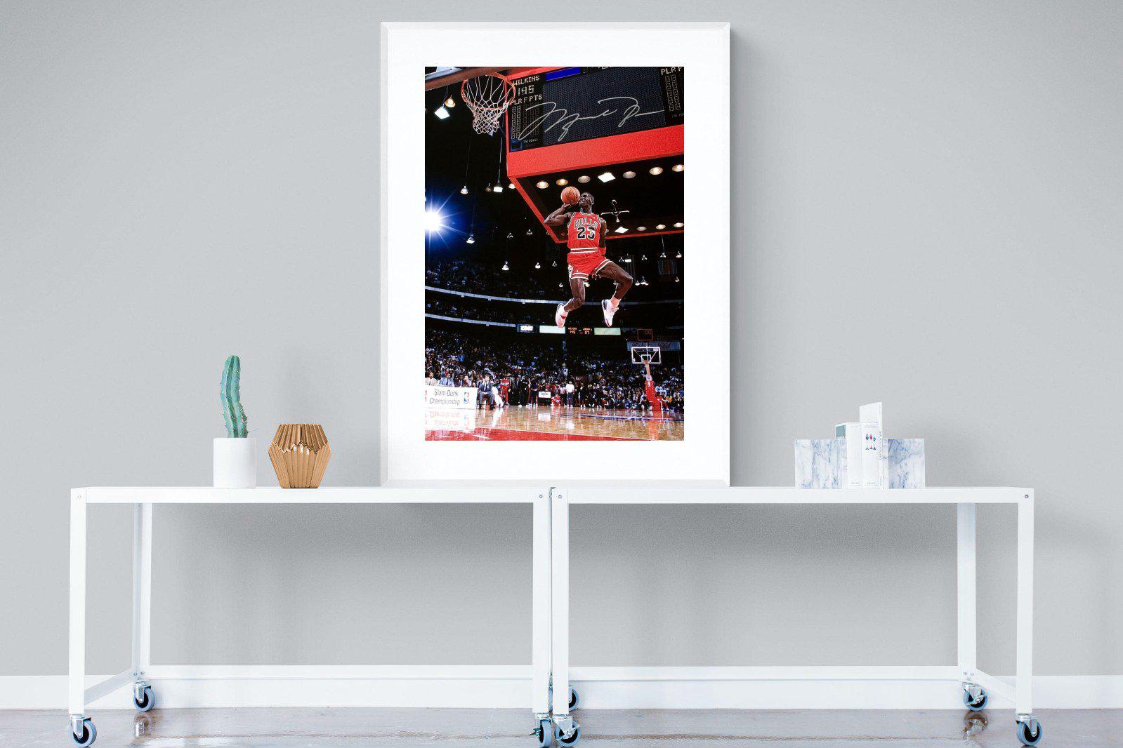 Michael Jordan-Wall_Art-90 x 120cm-Framed Print-White-Pixalot