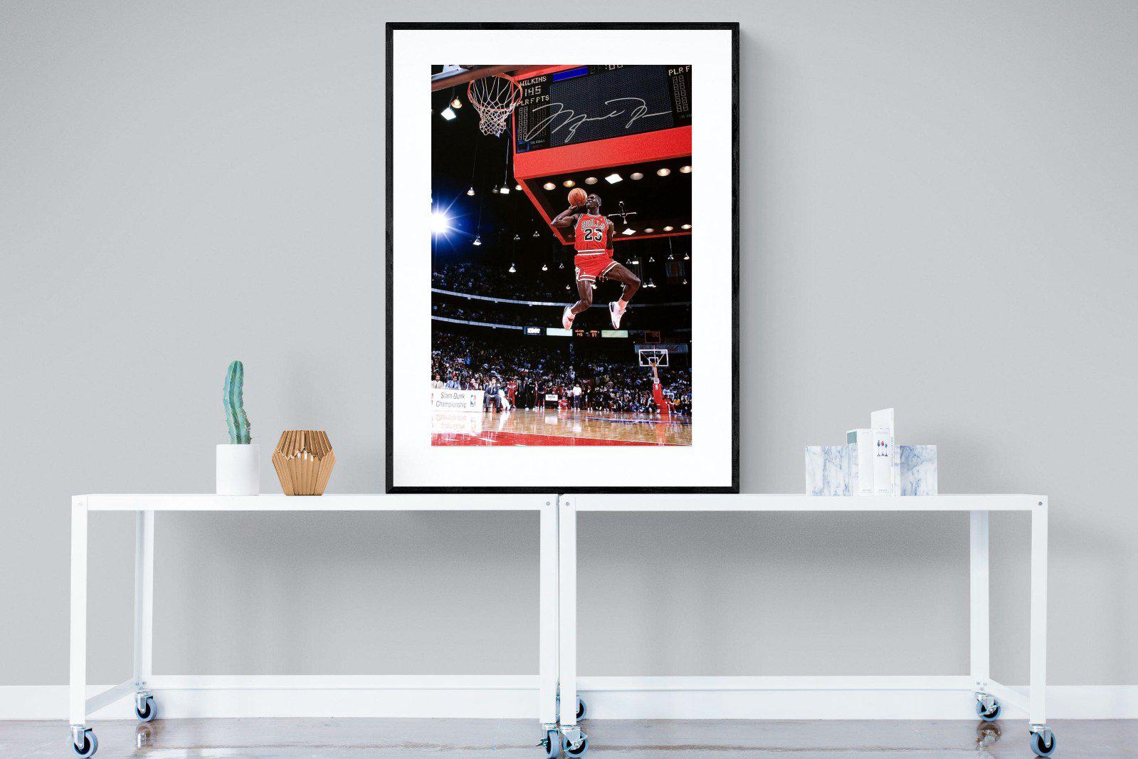 Michael Jordan-Wall_Art-90 x 120cm-Framed Print-Black-Pixalot