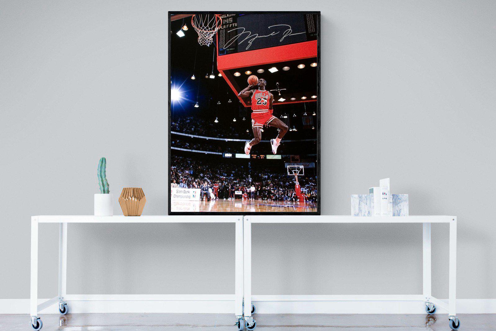 Michael Jordan-Wall_Art-90 x 120cm-Mounted Canvas-Black-Pixalot