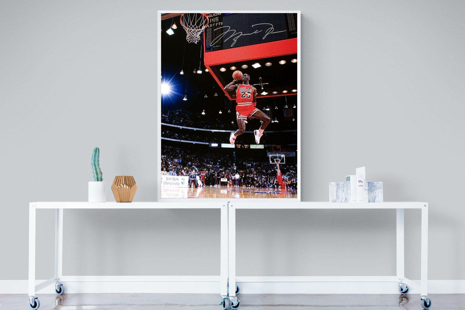 Michael Jordan-Wall_Art-90 x 120cm-Mounted Canvas-White-Pixalot