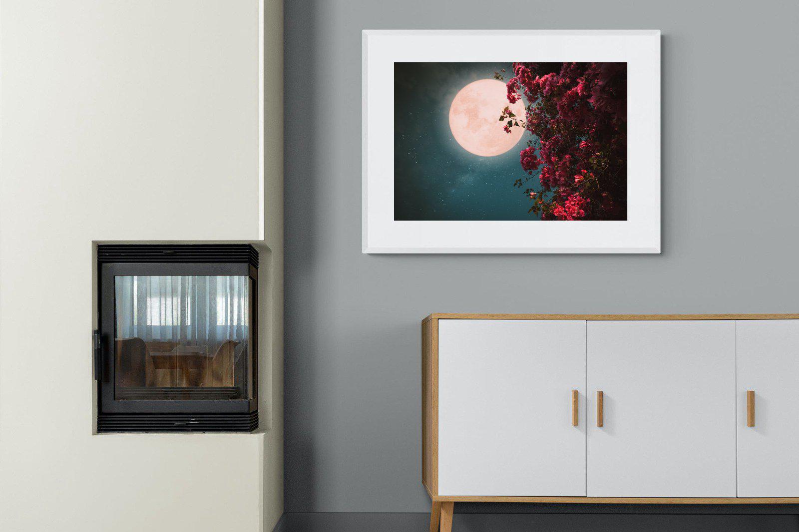 Midnight Flora-Wall_Art-100 x 75cm-Framed Print-White-Pixalot