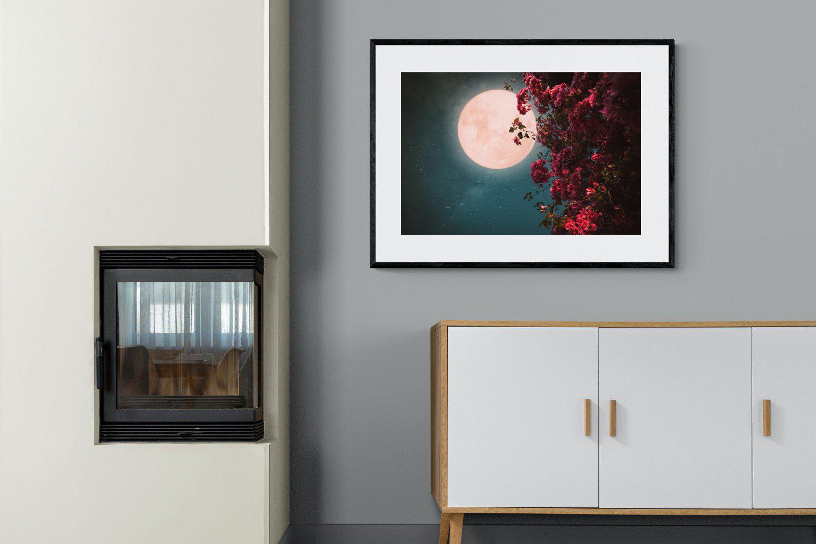 Midnight Flora-Wall_Art-100 x 75cm-Framed Print-Black-Pixalot