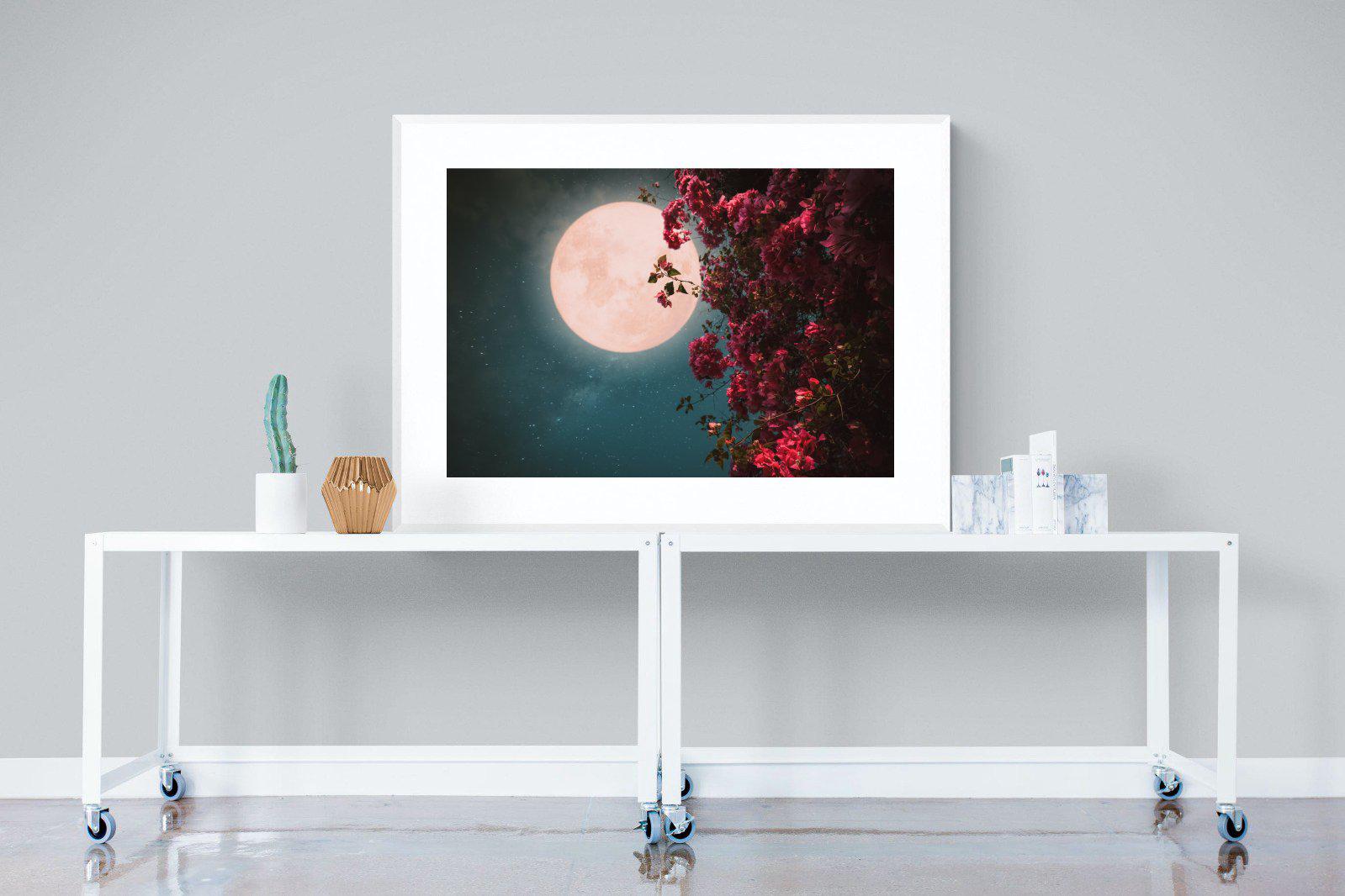 Midnight Flora-Wall_Art-120 x 90cm-Framed Print-White-Pixalot