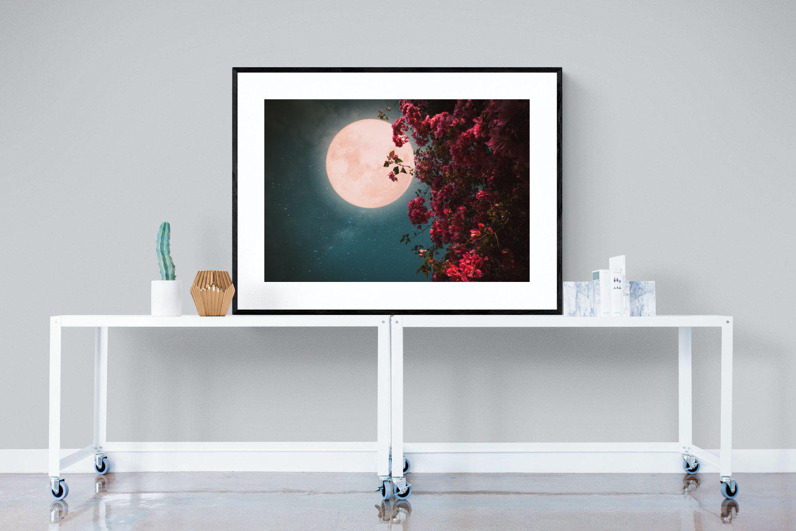 Midnight Flora-Wall_Art-120 x 90cm-Framed Print-Black-Pixalot