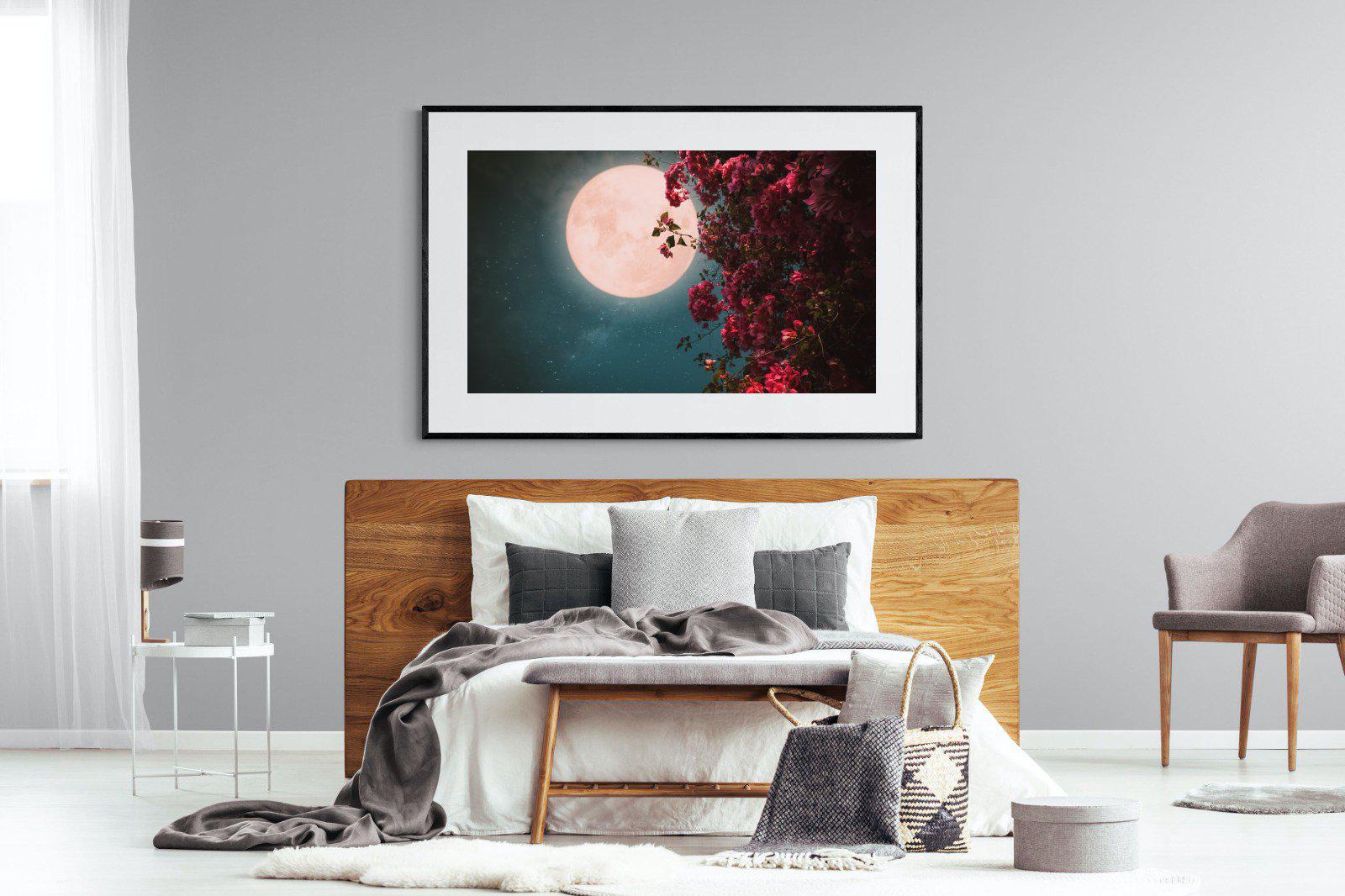 Midnight Flora-Wall_Art-150 x 100cm-Framed Print-Black-Pixalot