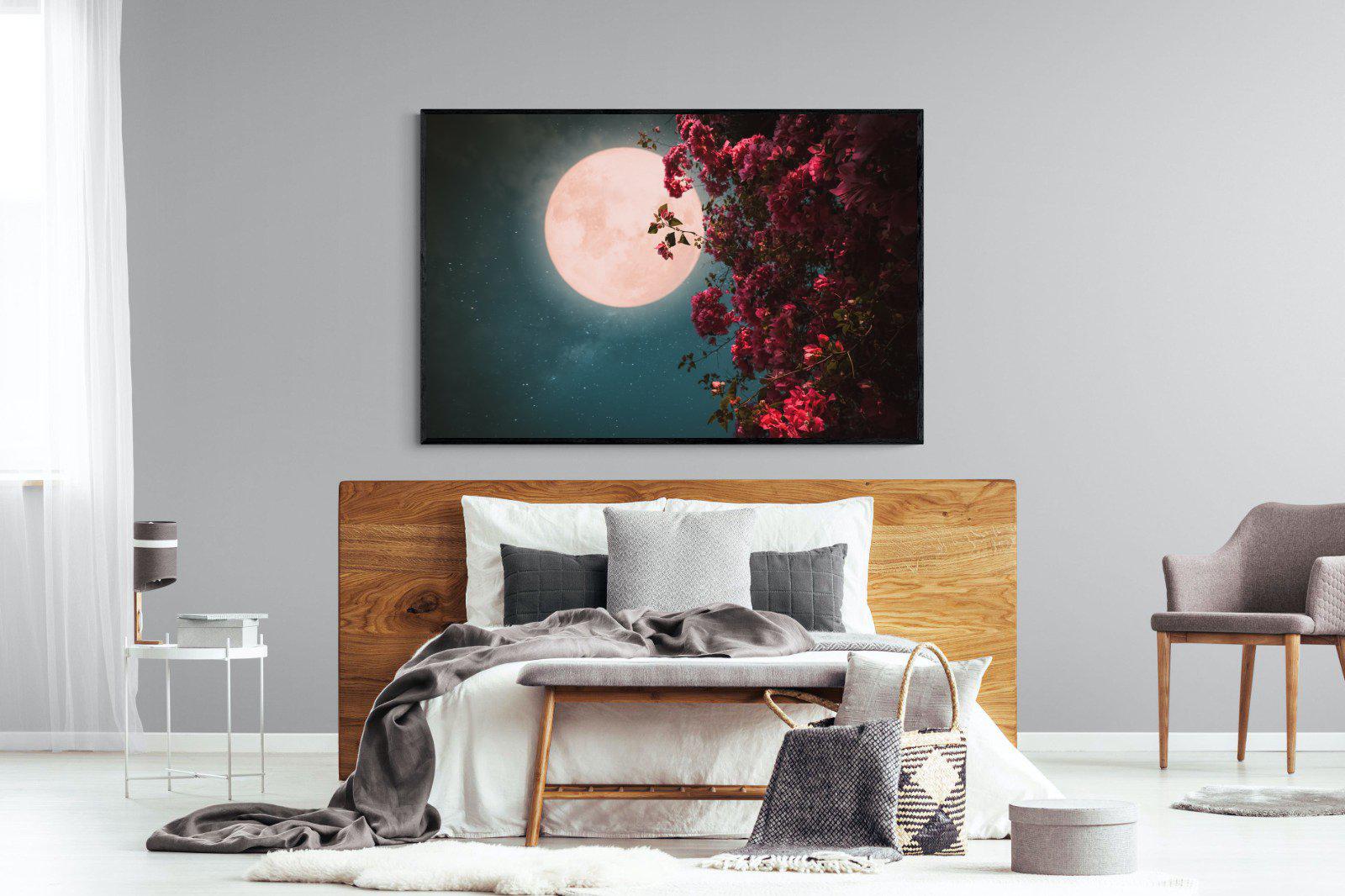 Midnight Flora-Wall_Art-150 x 100cm-Mounted Canvas-Black-Pixalot