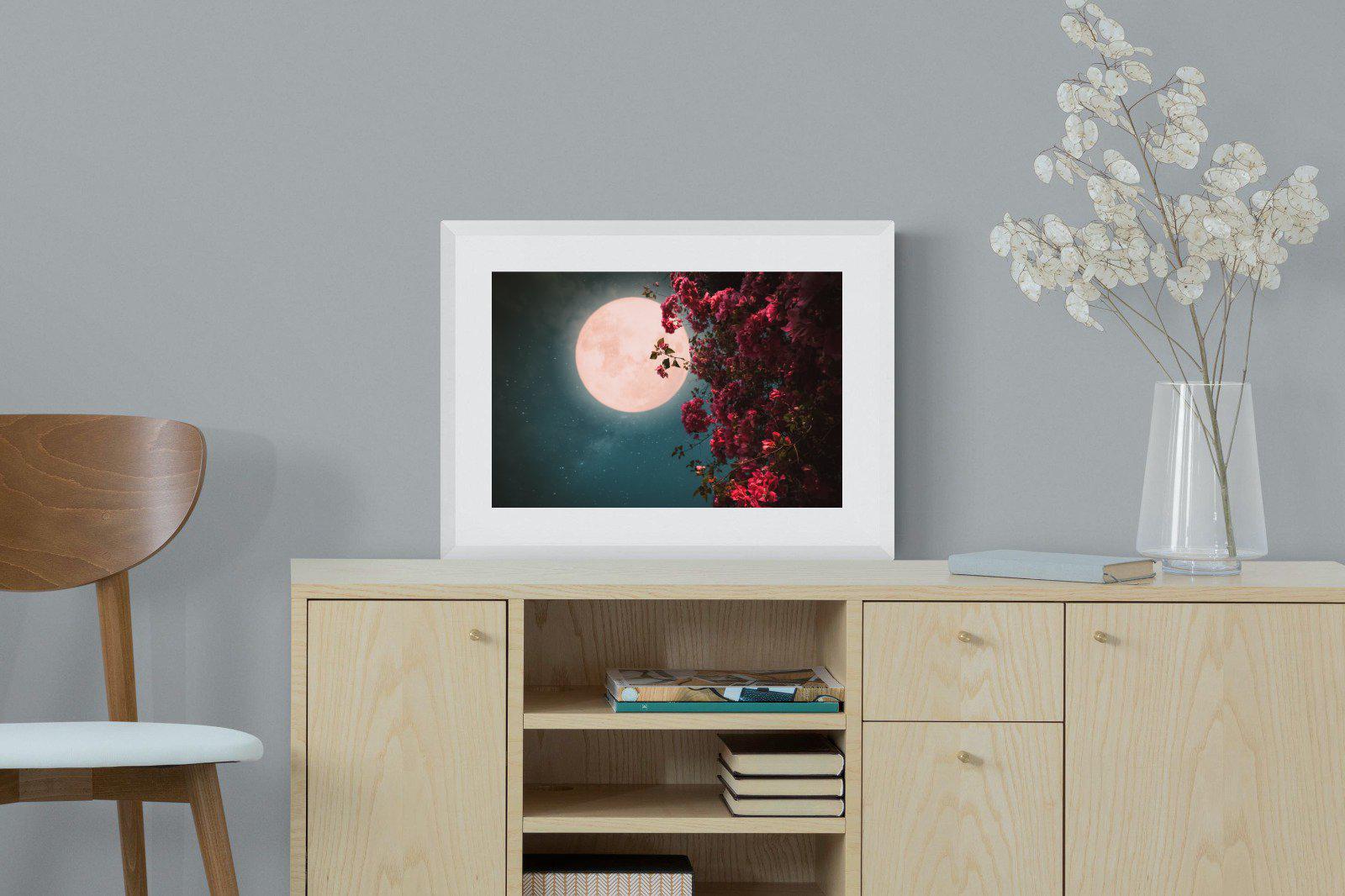 Midnight Flora-Wall_Art-60 x 45cm-Framed Print-White-Pixalot