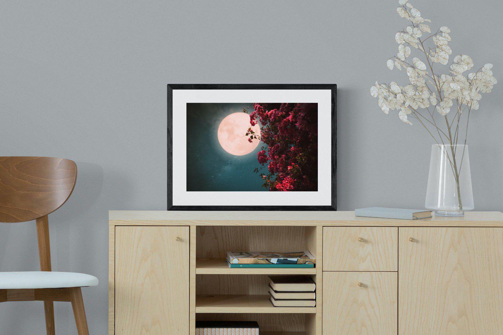 Midnight Flora-Wall_Art-60 x 45cm-Framed Print-Black-Pixalot