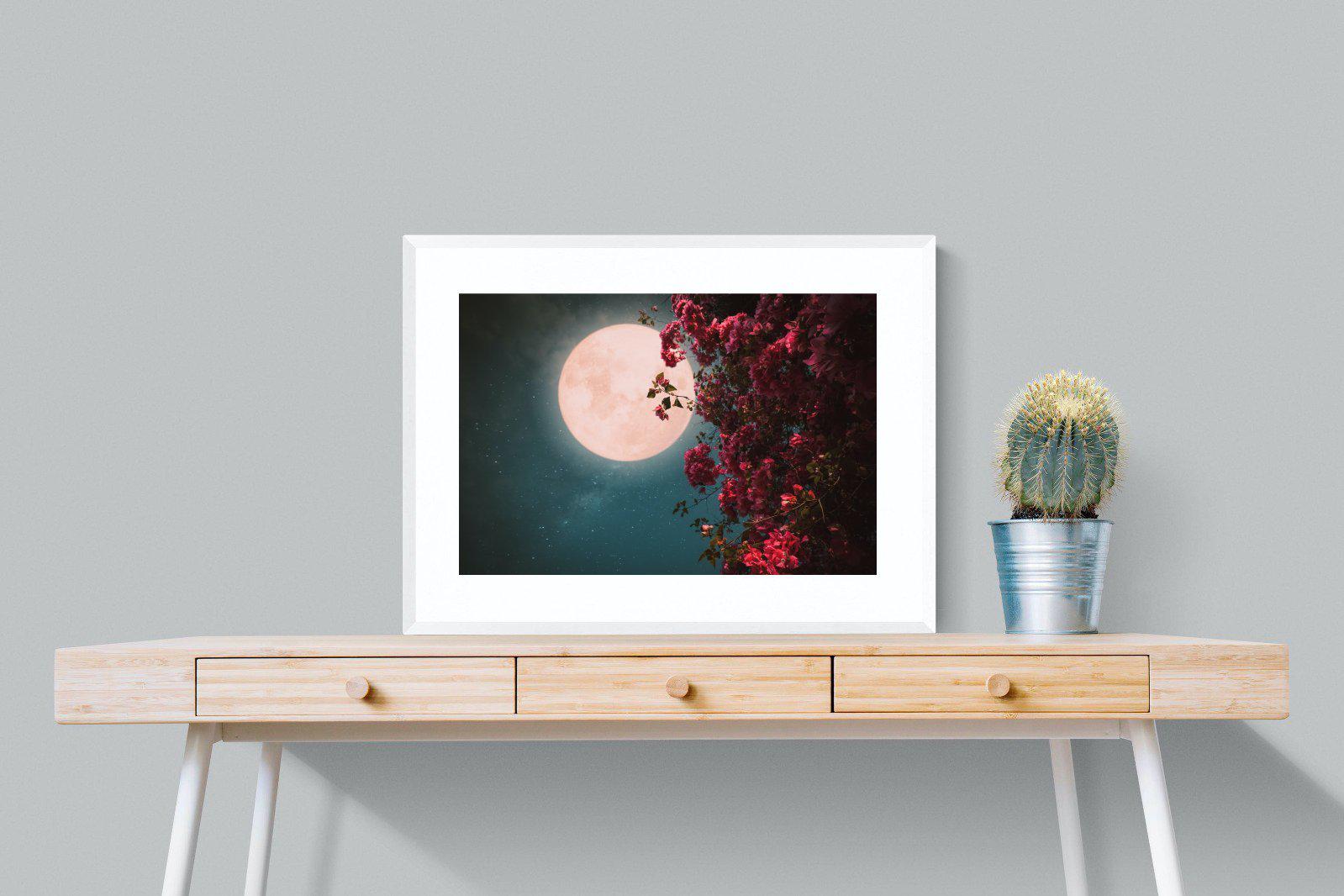 Midnight Flora-Wall_Art-80 x 60cm-Framed Print-White-Pixalot