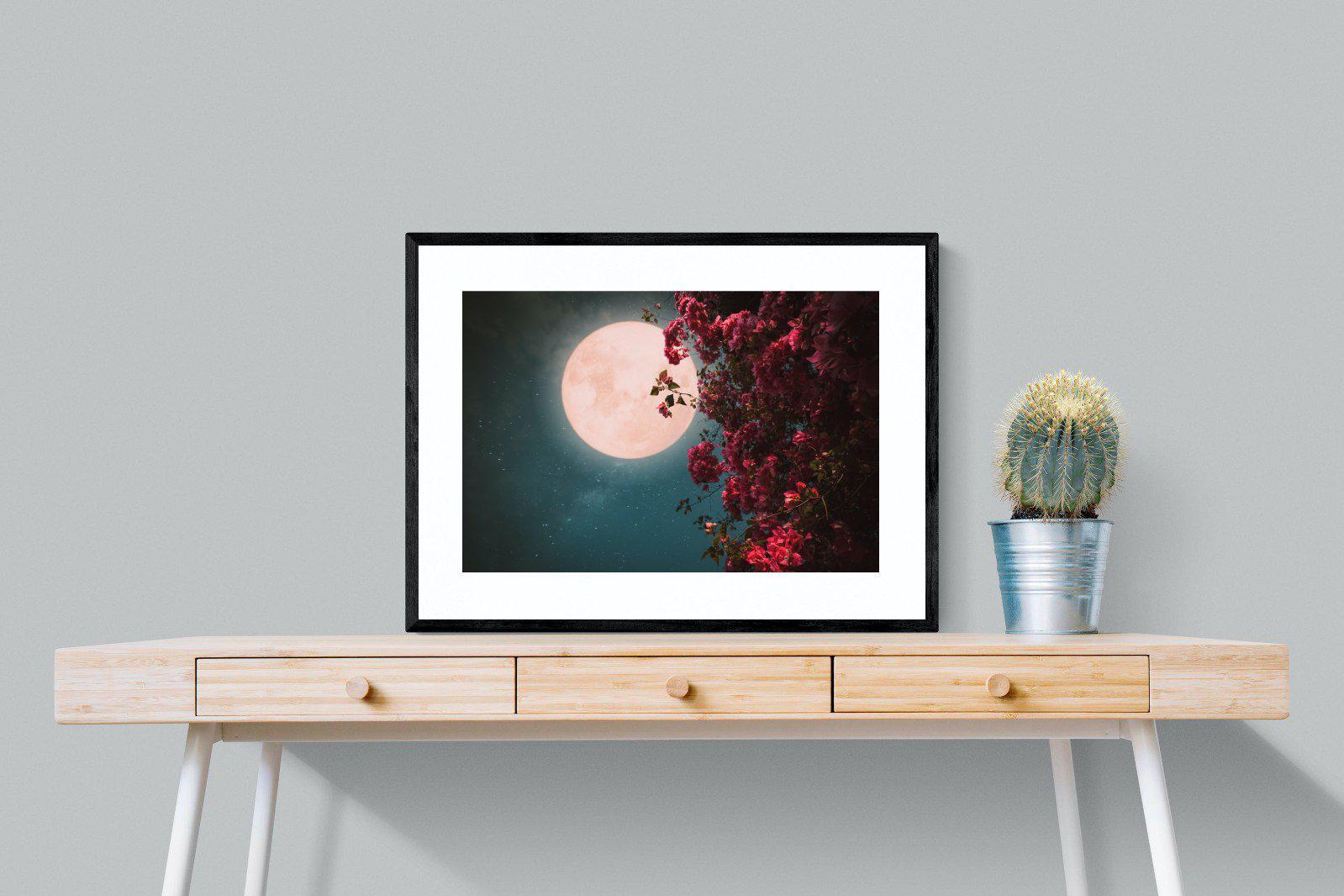 Midnight Flora-Wall_Art-80 x 60cm-Framed Print-Black-Pixalot