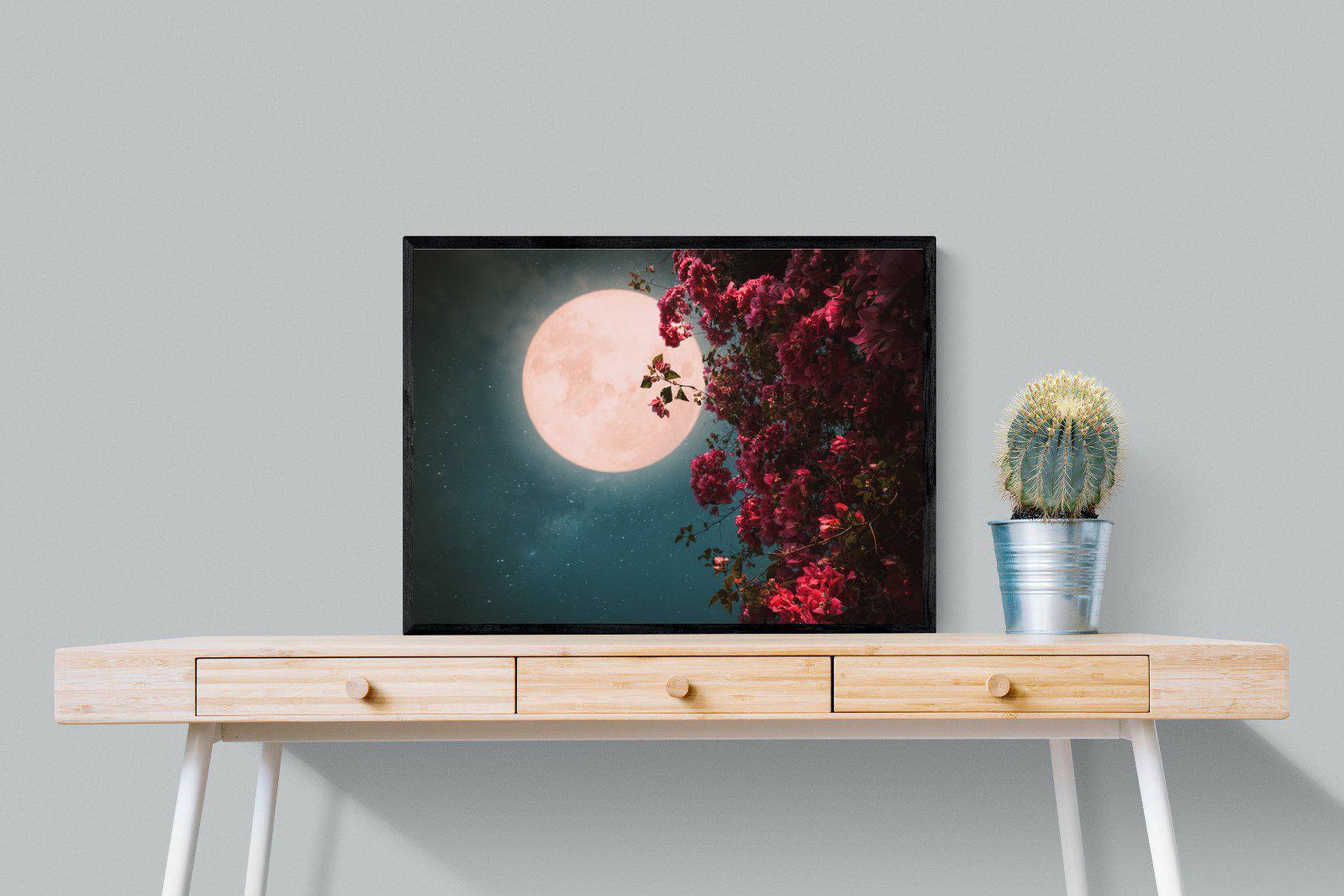 Midnight Flora-Wall_Art-80 x 60cm-Mounted Canvas-Black-Pixalot
