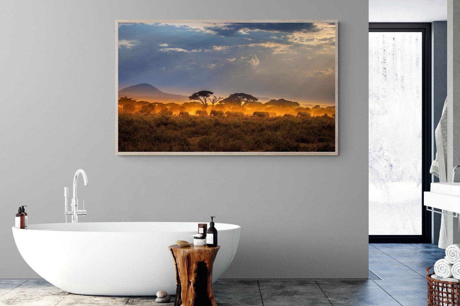Migrating Elephants-Wall_Art-180 x 110cm-Mounted Canvas-Wood-Pixalot