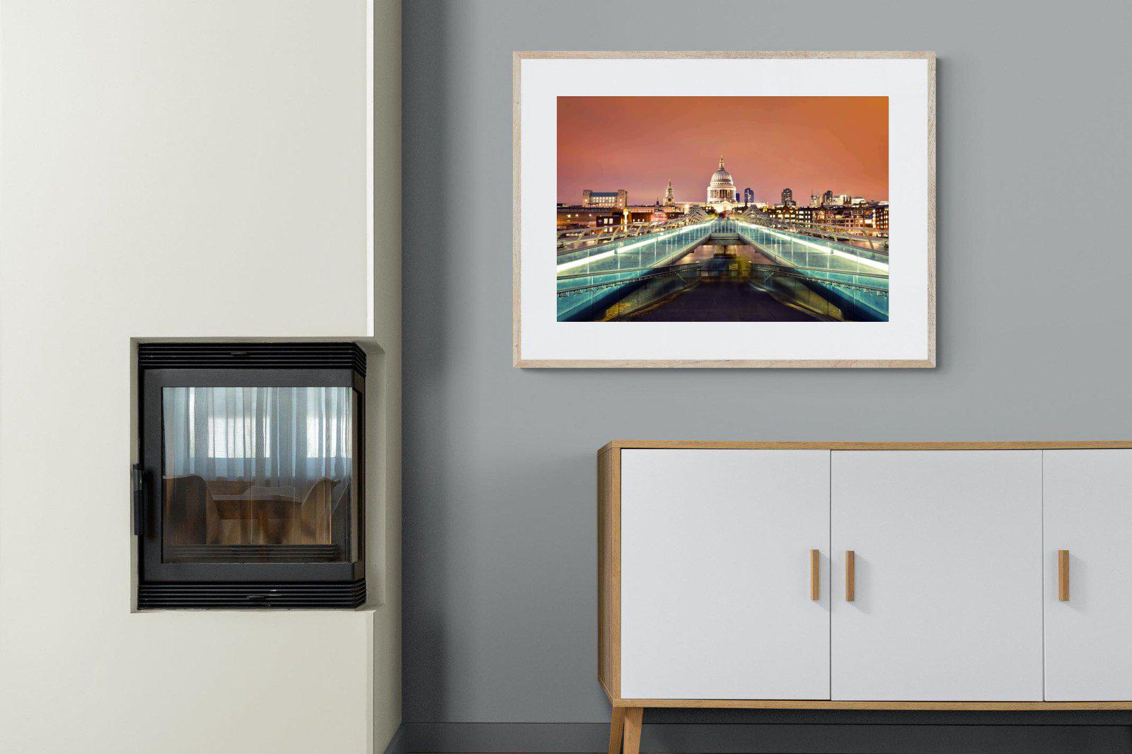Millenium Bridge-Wall_Art-100 x 75cm-Framed Print-Wood-Pixalot