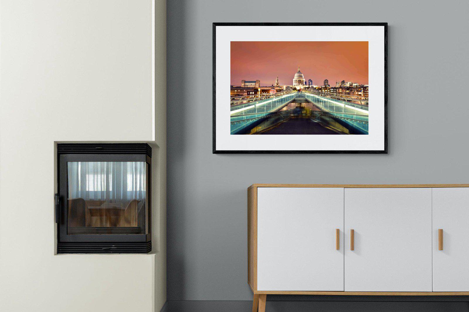 Millenium Bridge-Wall_Art-100 x 75cm-Framed Print-Black-Pixalot