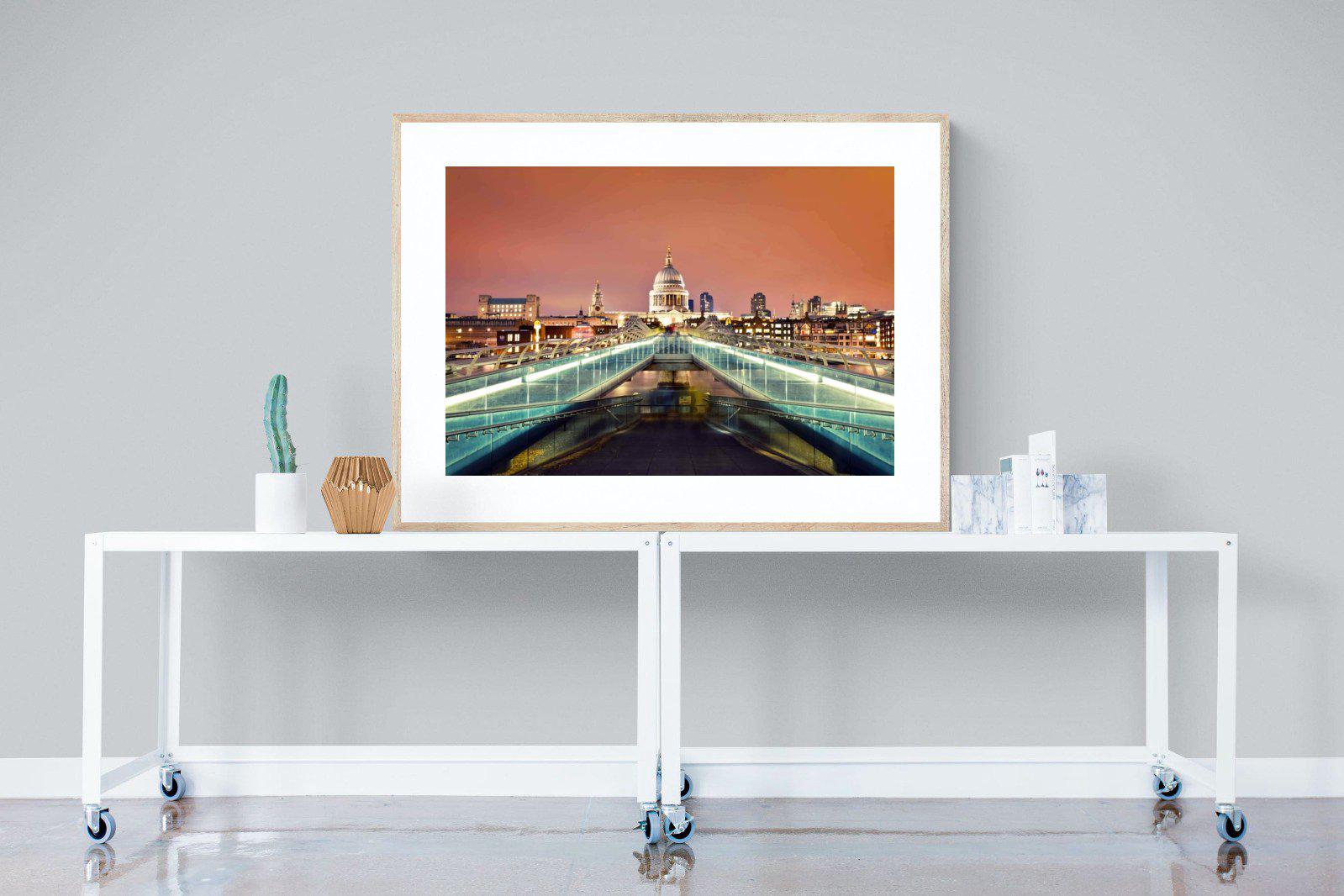 Millenium Bridge-Wall_Art-120 x 90cm-Framed Print-Wood-Pixalot