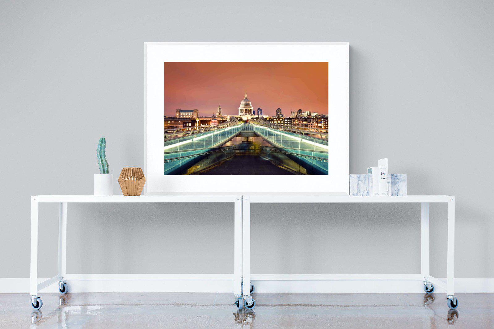 Millenium Bridge-Wall_Art-120 x 90cm-Framed Print-White-Pixalot