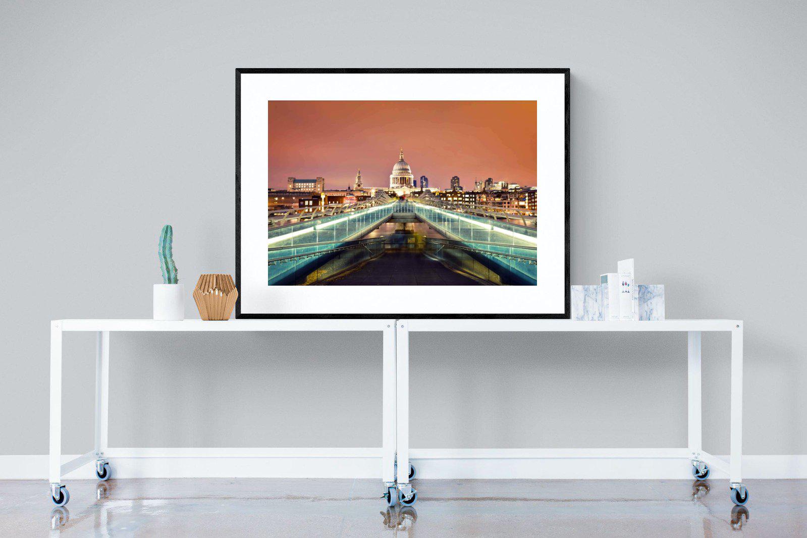 Millenium Bridge-Wall_Art-120 x 90cm-Framed Print-Black-Pixalot