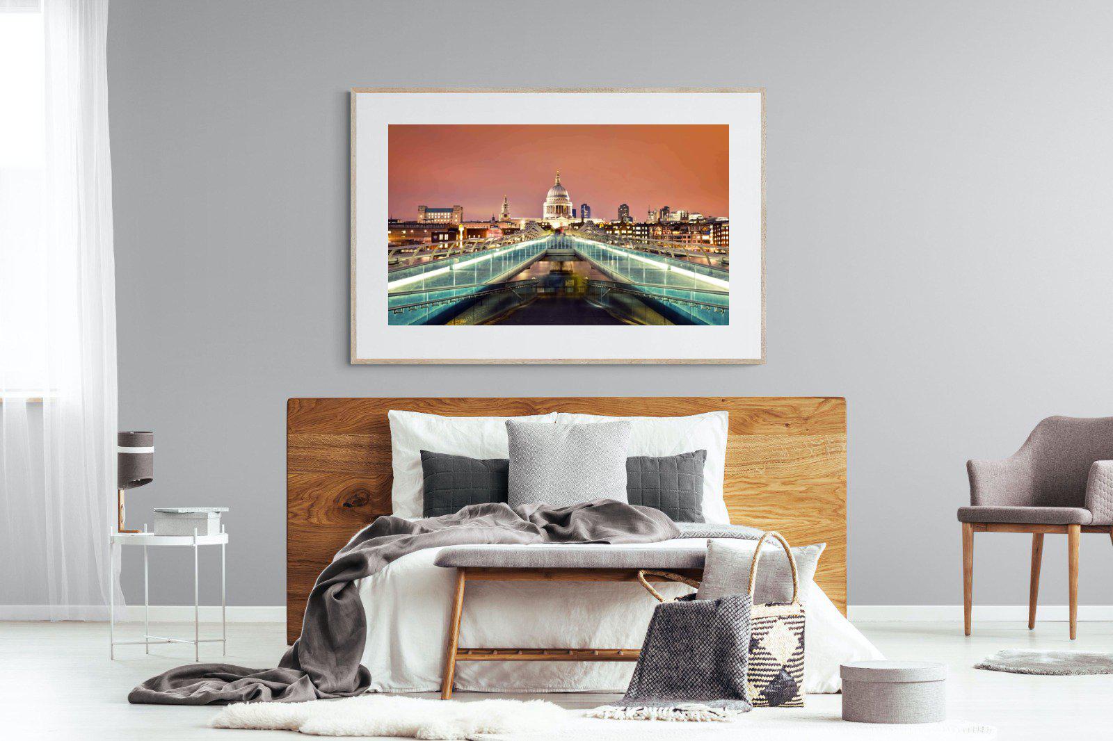 Millenium Bridge-Wall_Art-150 x 100cm-Framed Print-Wood-Pixalot