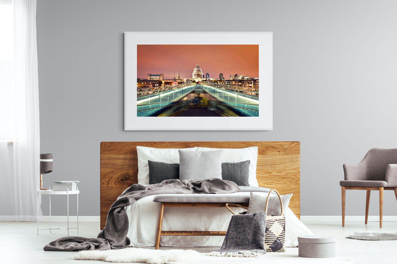 Millenium Bridge-Wall_Art-150 x 100cm-Framed Print-White-Pixalot