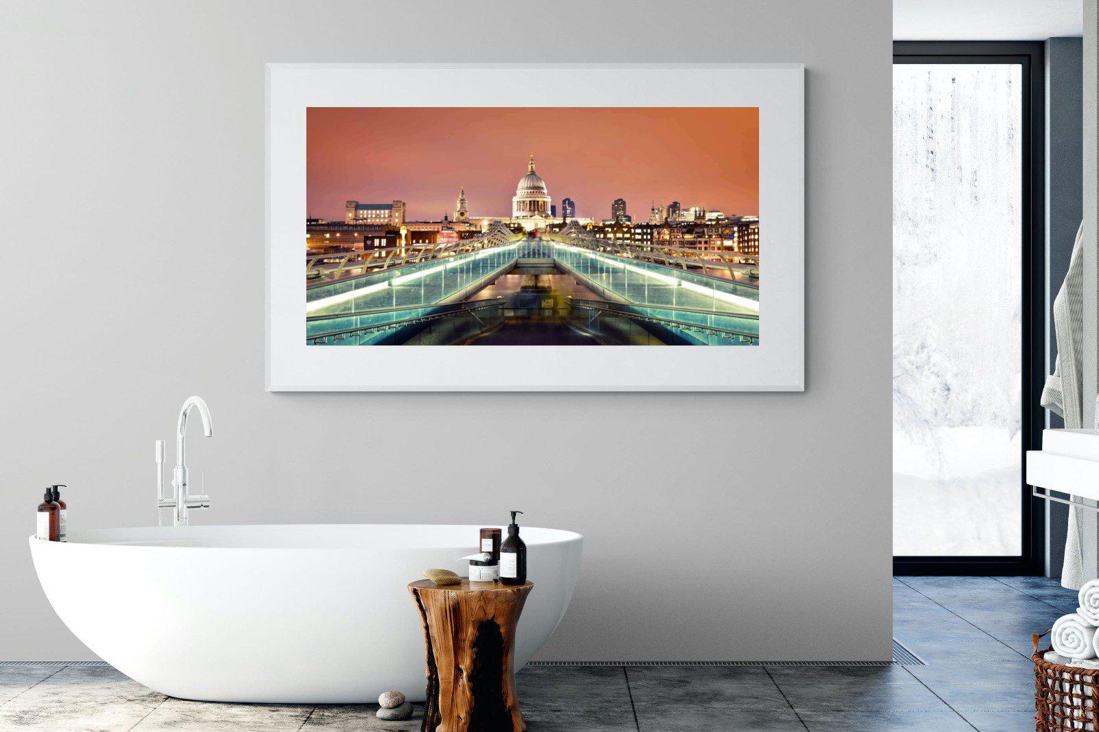 Millenium Bridge-Wall_Art-180 x 110cm-Framed Print-White-Pixalot