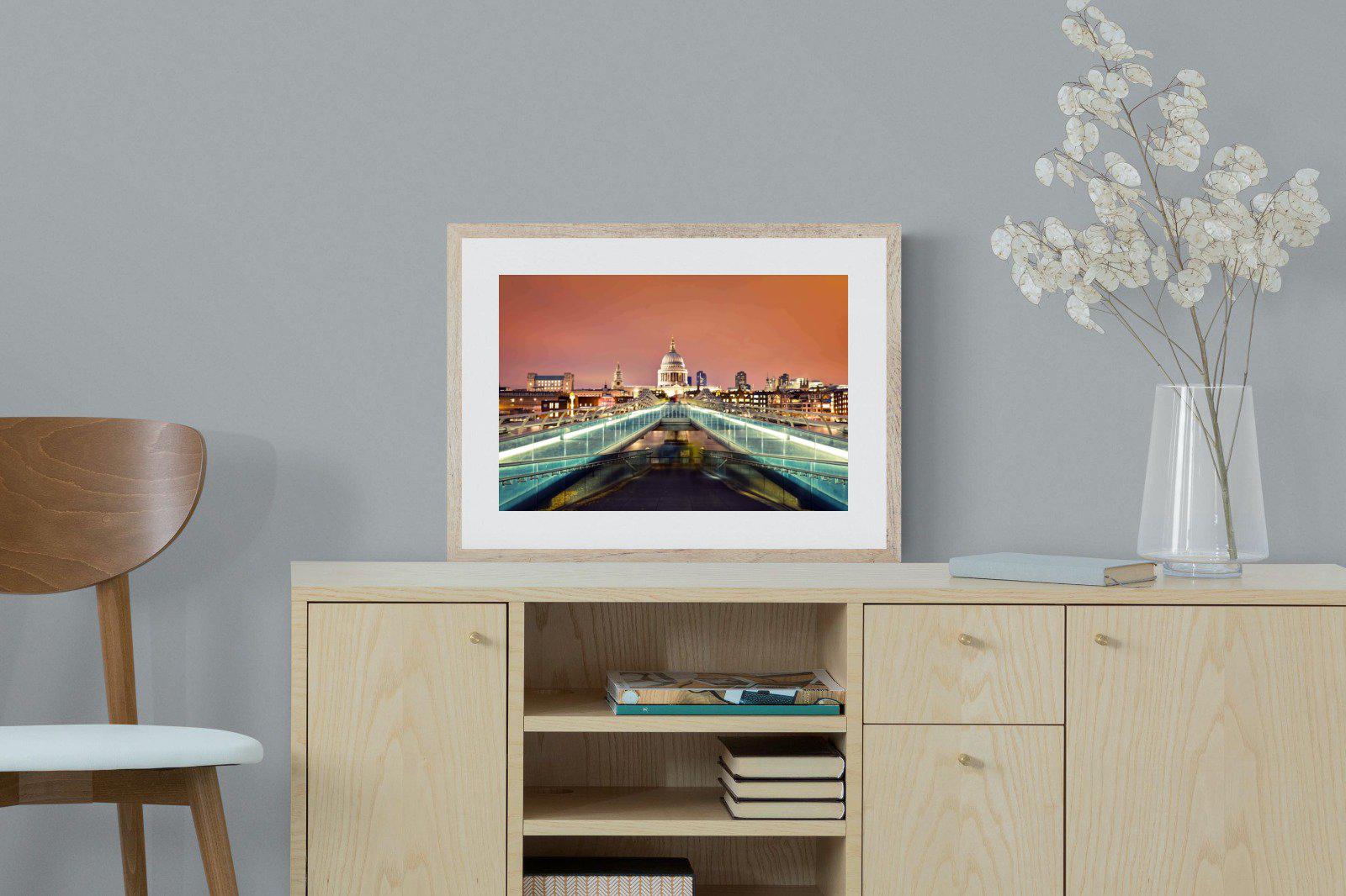 Millenium Bridge-Wall_Art-60 x 45cm-Framed Print-Wood-Pixalot