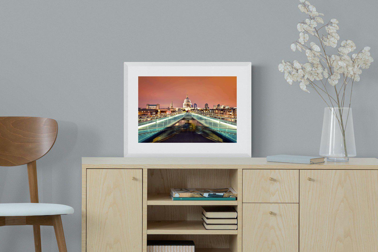 Millenium Bridge-Wall_Art-60 x 45cm-Framed Print-White-Pixalot