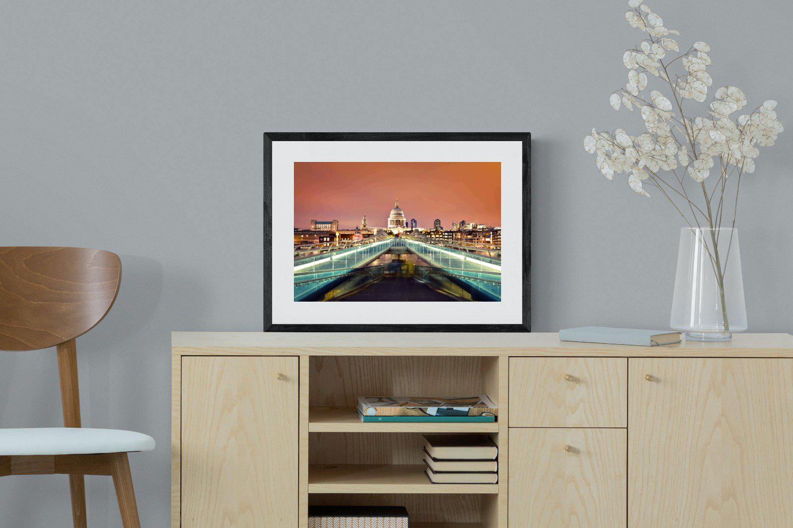 Millenium Bridge-Wall_Art-60 x 45cm-Framed Print-Black-Pixalot