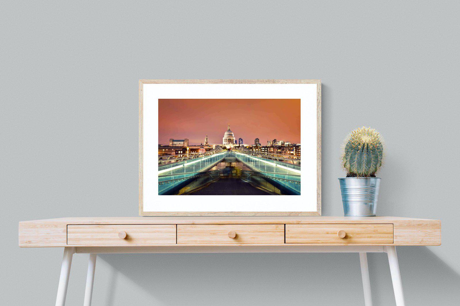 Millenium Bridge-Wall_Art-80 x 60cm-Framed Print-Wood-Pixalot