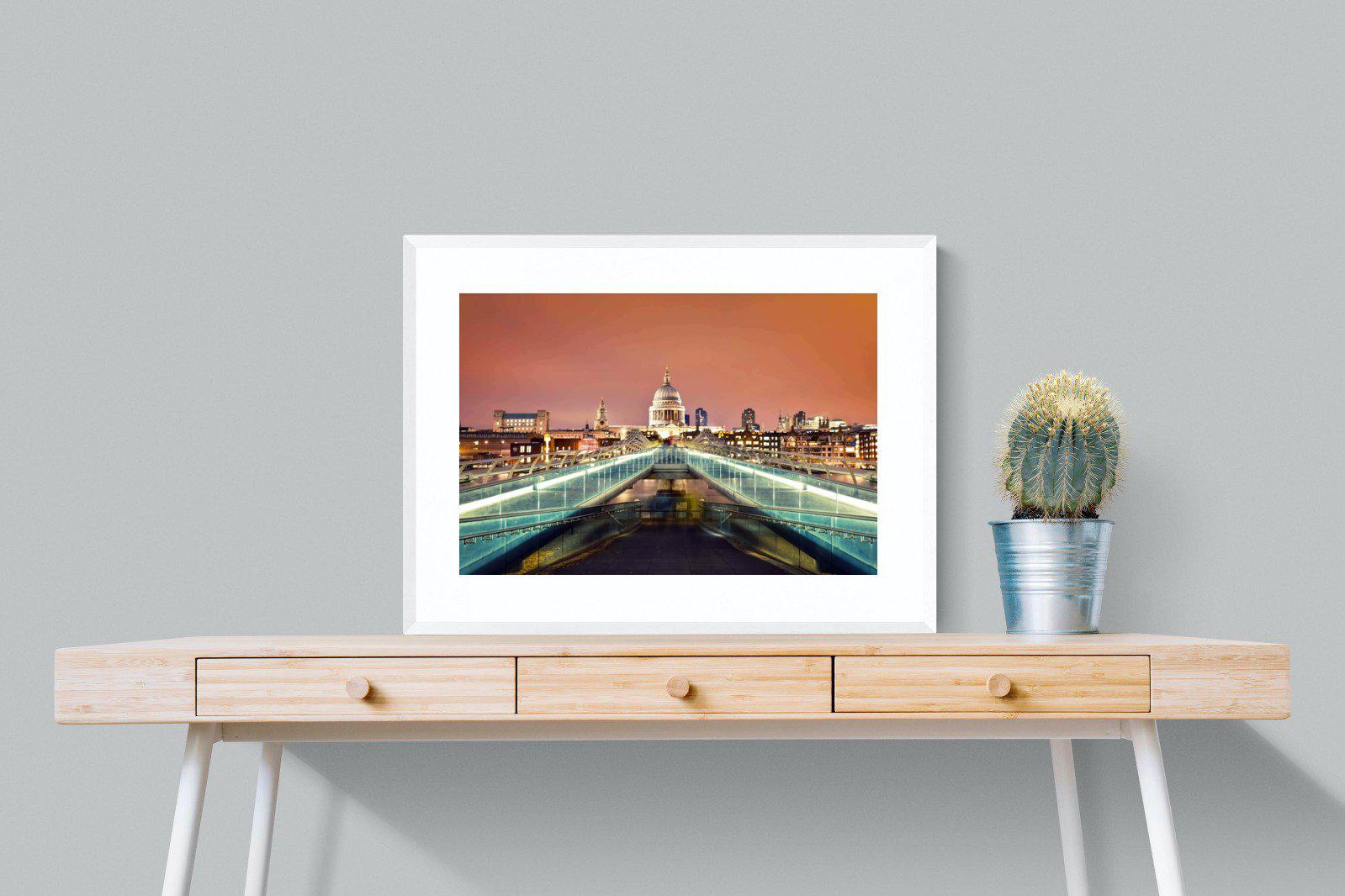 Millenium Bridge-Wall_Art-80 x 60cm-Framed Print-White-Pixalot