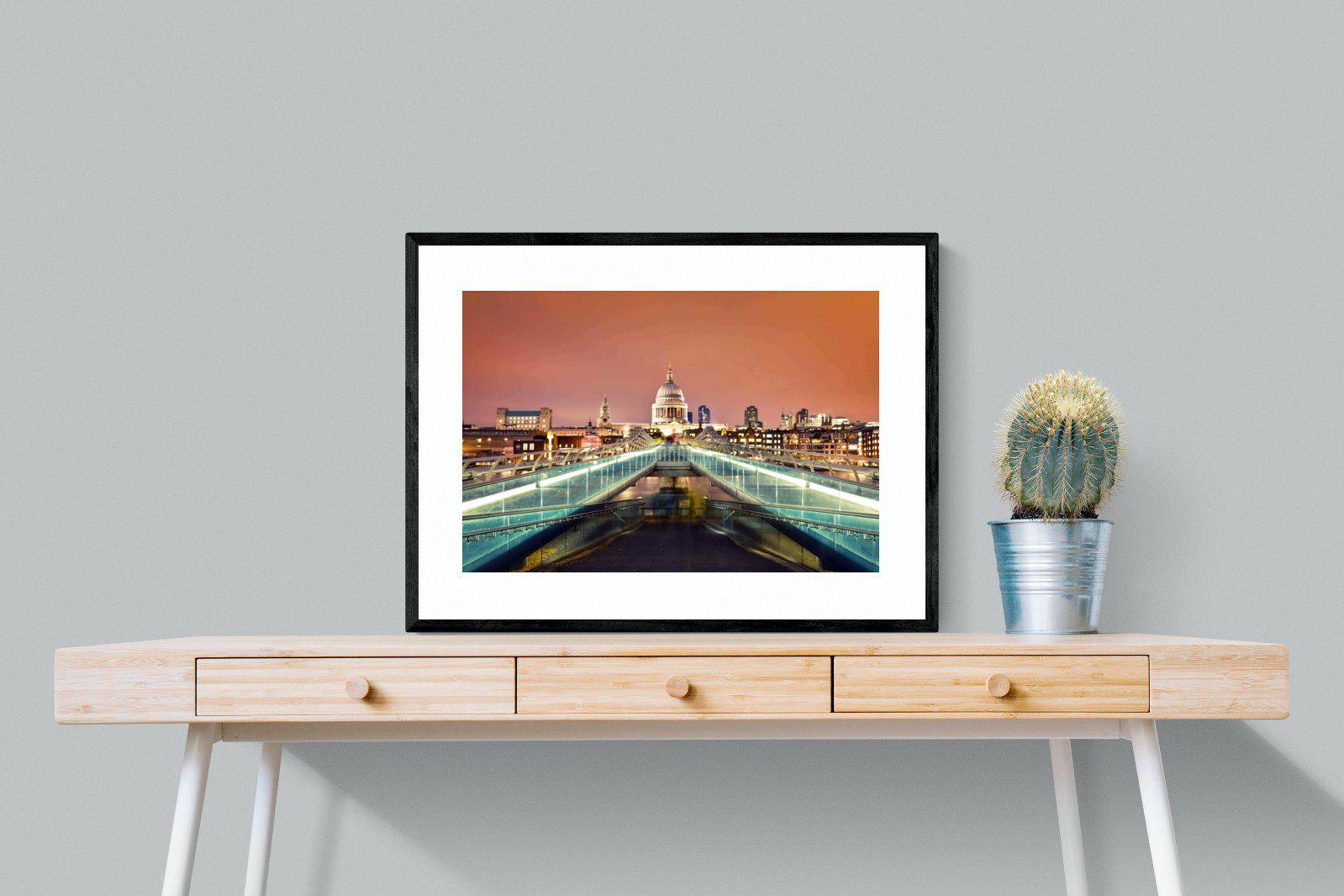 Millenium Bridge-Wall_Art-80 x 60cm-Framed Print-Black-Pixalot