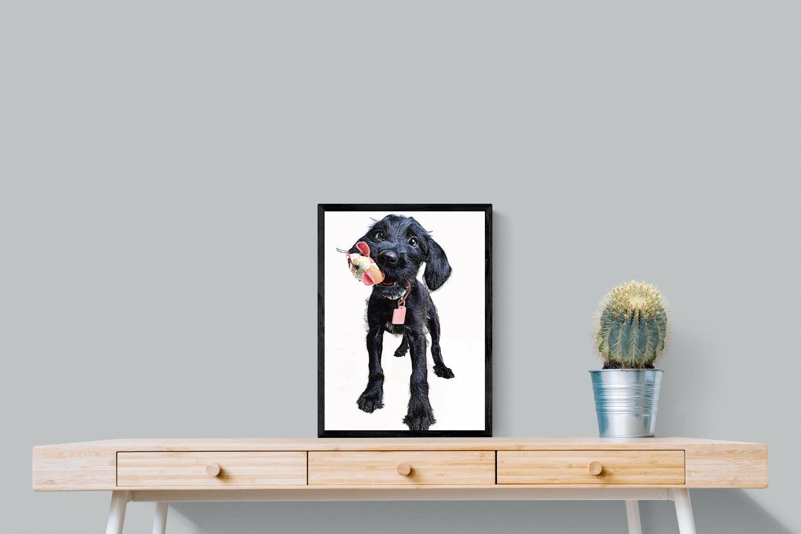 Mini Pup-Wall_Art-45 x 60cm-Mounted Canvas-Black-Pixalot