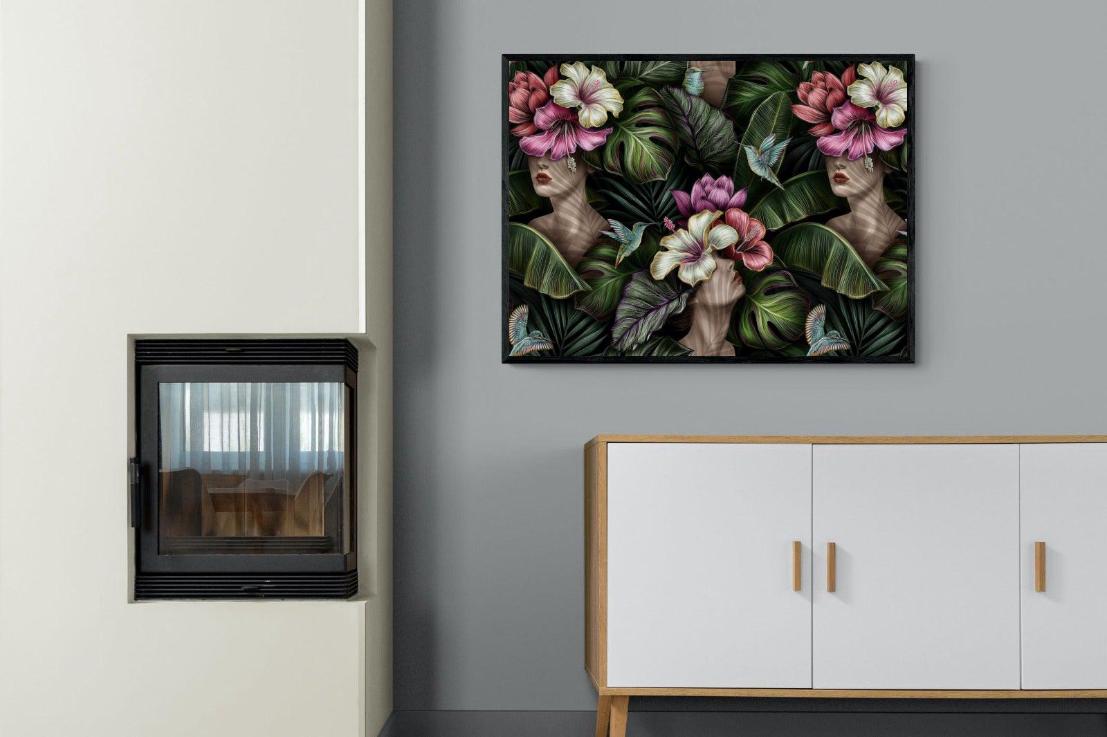 Miss Bloom-Wall_Art-100 x 75cm-Mounted Canvas-Black-Pixalot