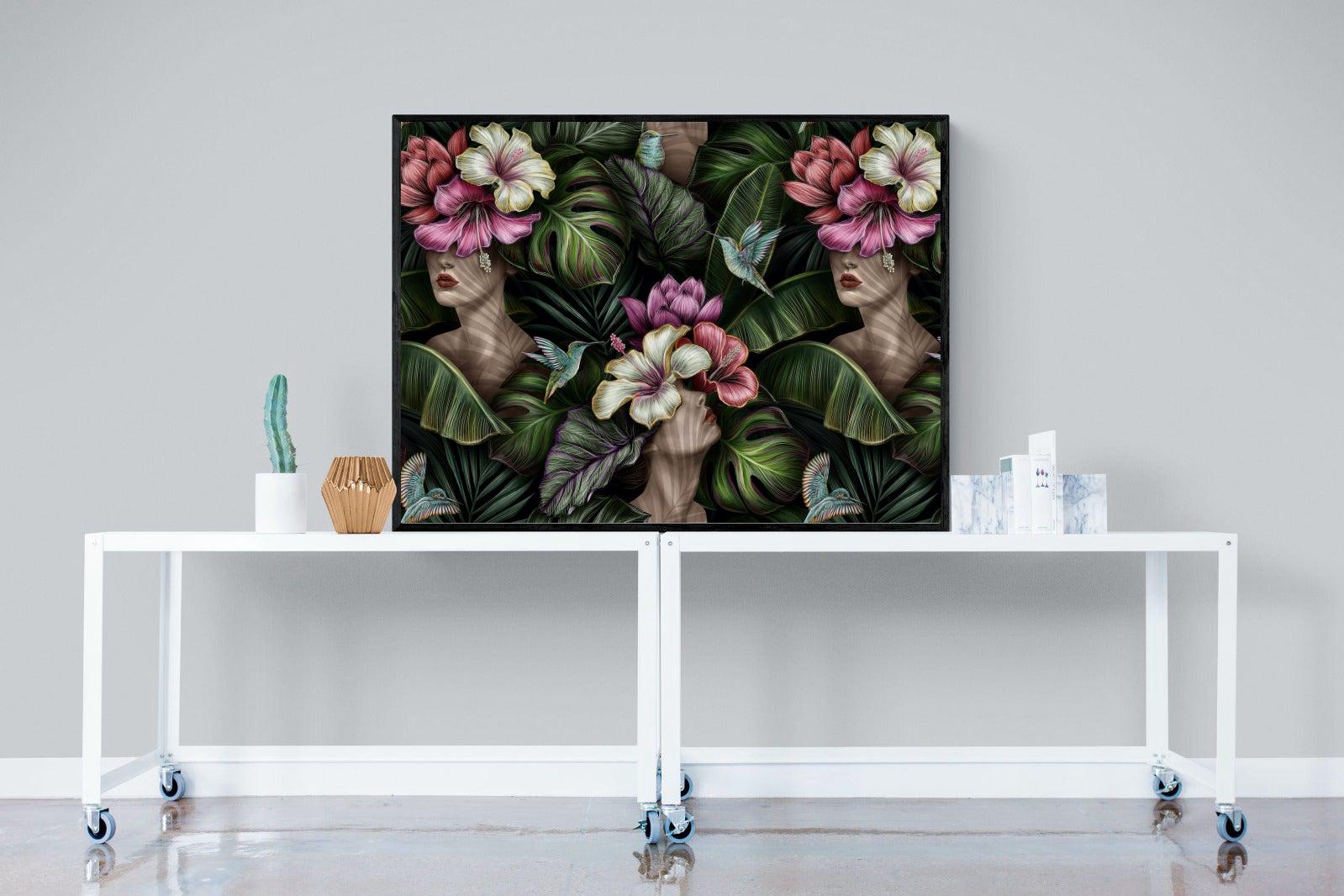 Miss Bloom-Wall_Art-120 x 90cm-Mounted Canvas-Black-Pixalot