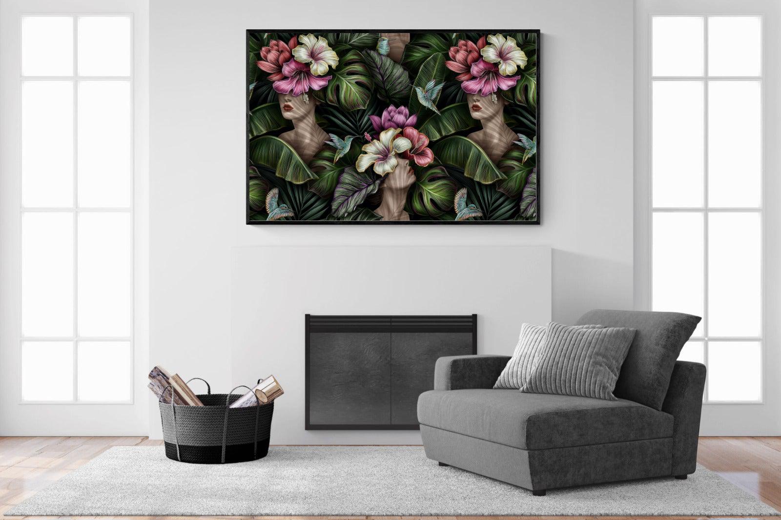 Miss Bloom-Wall_Art-150 x 100cm-Mounted Canvas-Black-Pixalot