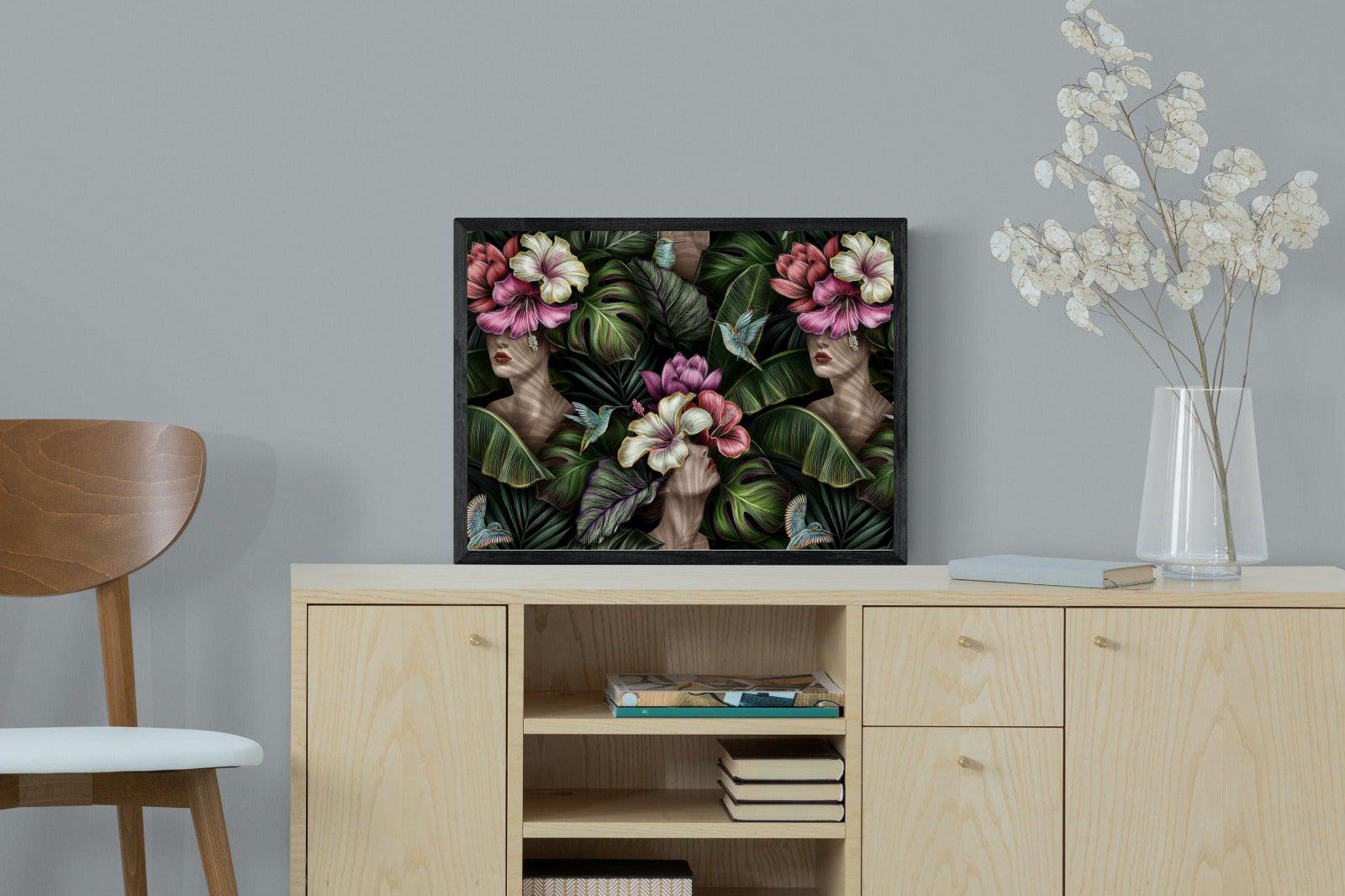 Miss Bloom-Wall_Art-60 x 45cm-Mounted Canvas-Black-Pixalot