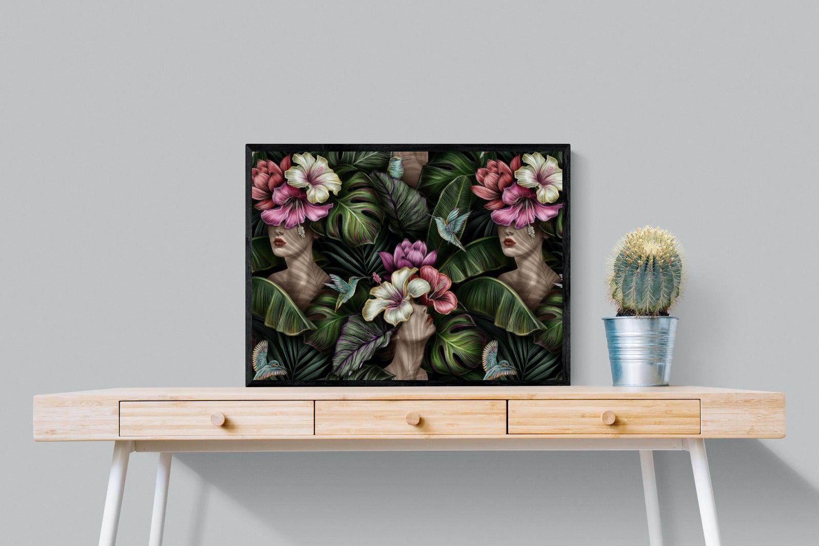 Miss Bloom-Wall_Art-80 x 60cm-Mounted Canvas-Black-Pixalot