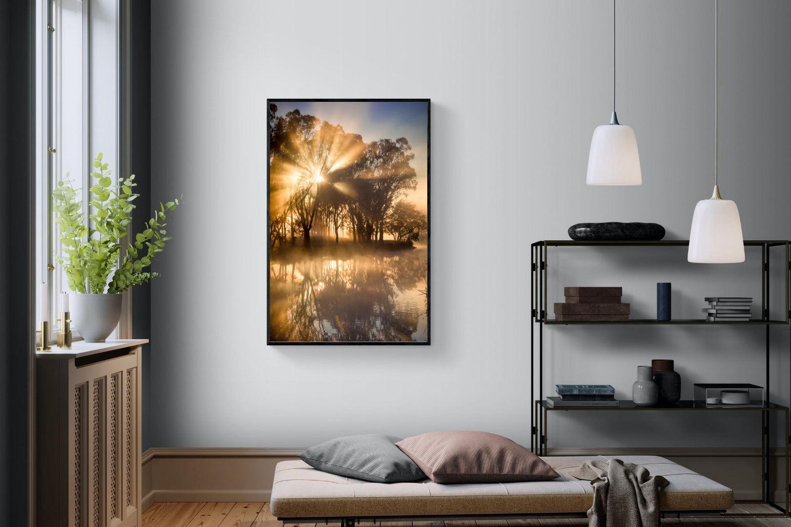 Misty Morning-Wall_Art-100 x 150cm-Mounted Canvas-Black-Pixalot