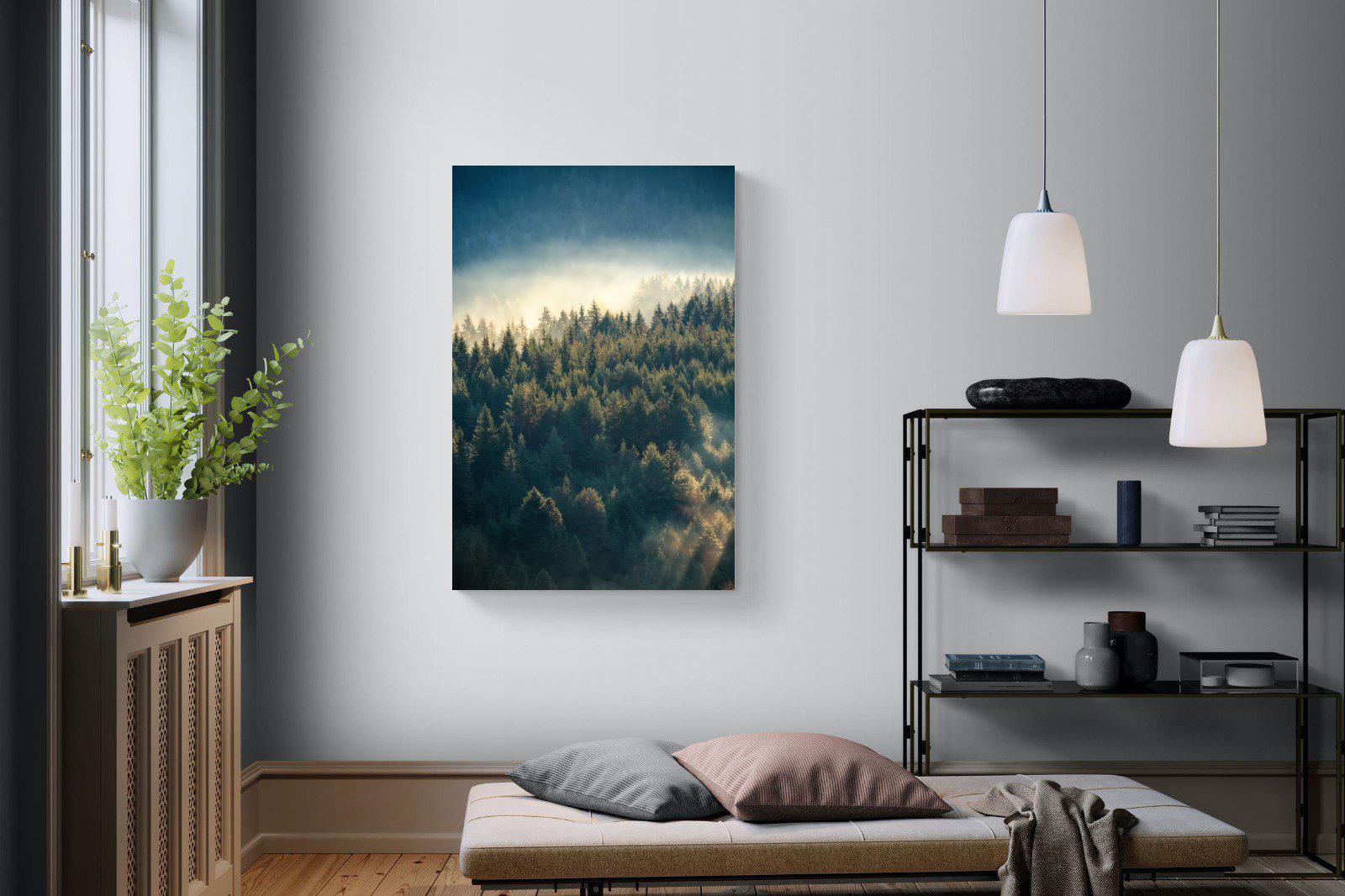 Misty Pine Forest-Wall_Art-100 x 150cm-Mounted Canvas-No Frame-Pixalot