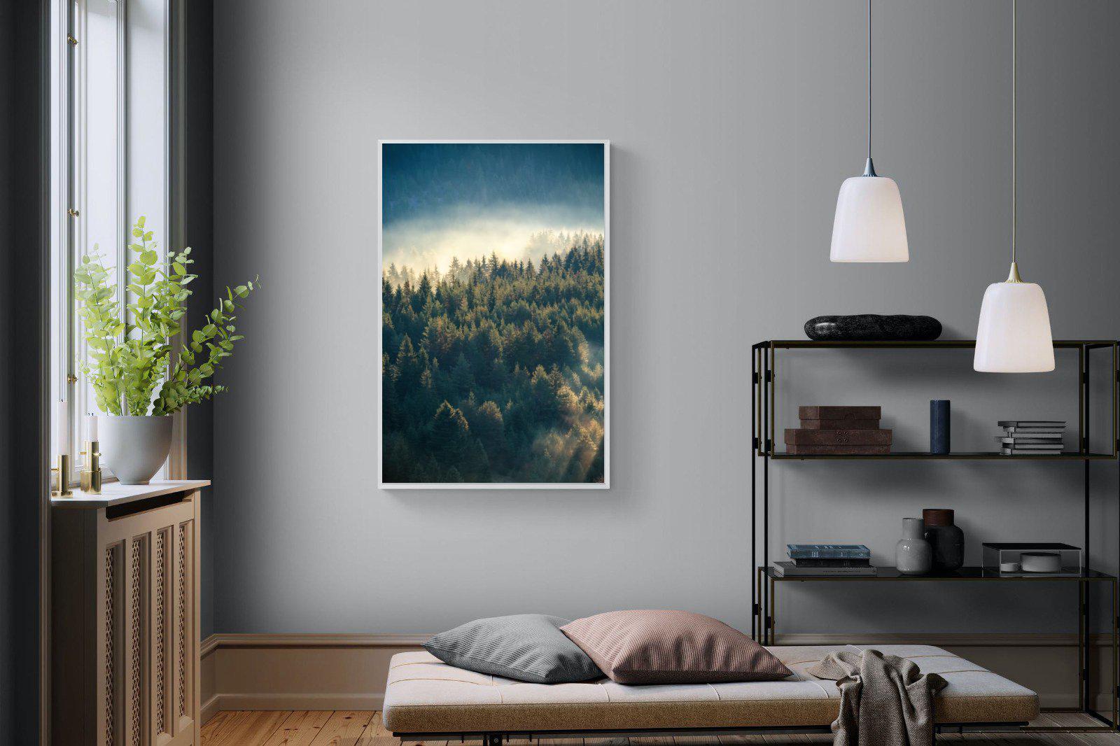Misty Pine Forest-Wall_Art-100 x 150cm-Mounted Canvas-White-Pixalot