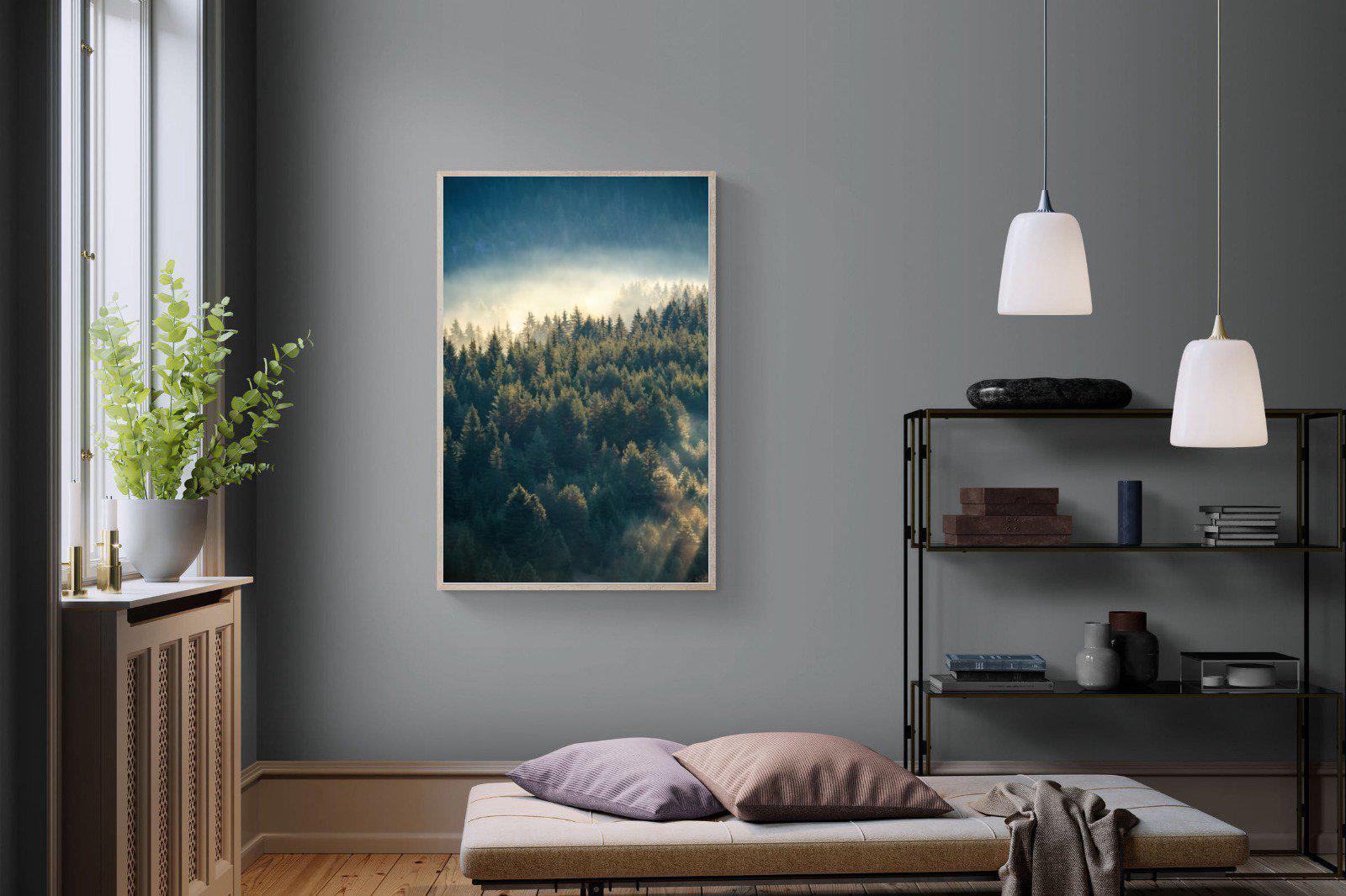 Misty Pine Forest-Wall_Art-100 x 150cm-Mounted Canvas-Wood-Pixalot