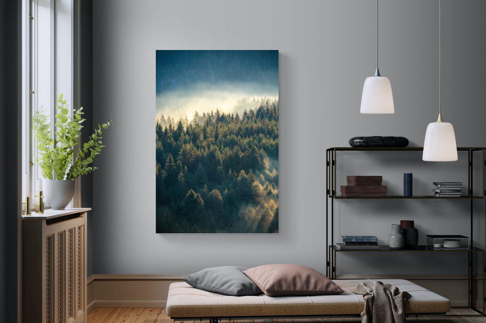 Misty Pine Forest-Wall_Art-120 x 180cm-Mounted Canvas-No Frame-Pixalot