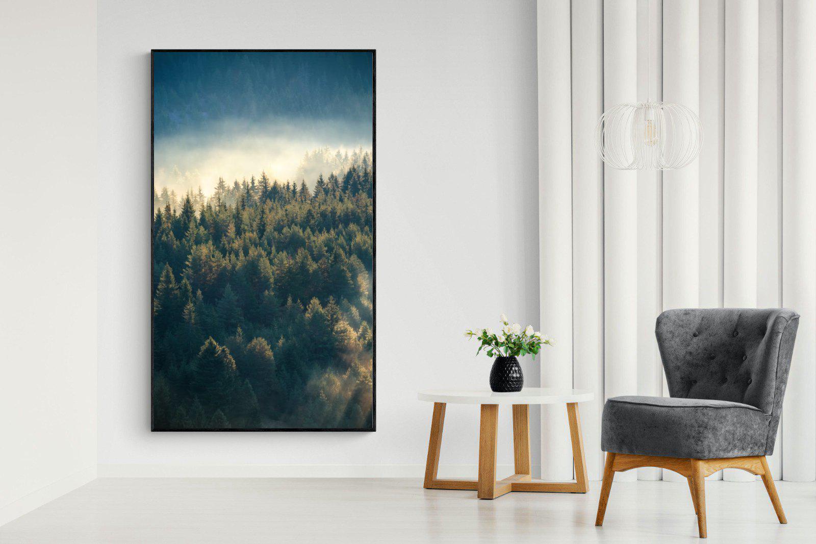 Misty Pine Forest-Wall_Art-130 x 220cm-Mounted Canvas-Black-Pixalot