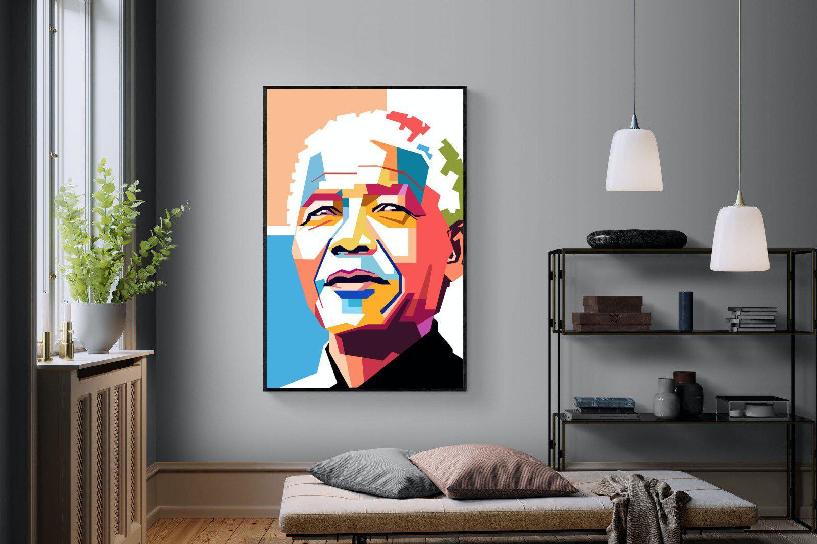 Modern Madiba-Wall_Art-120 x 180cm-Mounted Canvas-Black-Pixalot