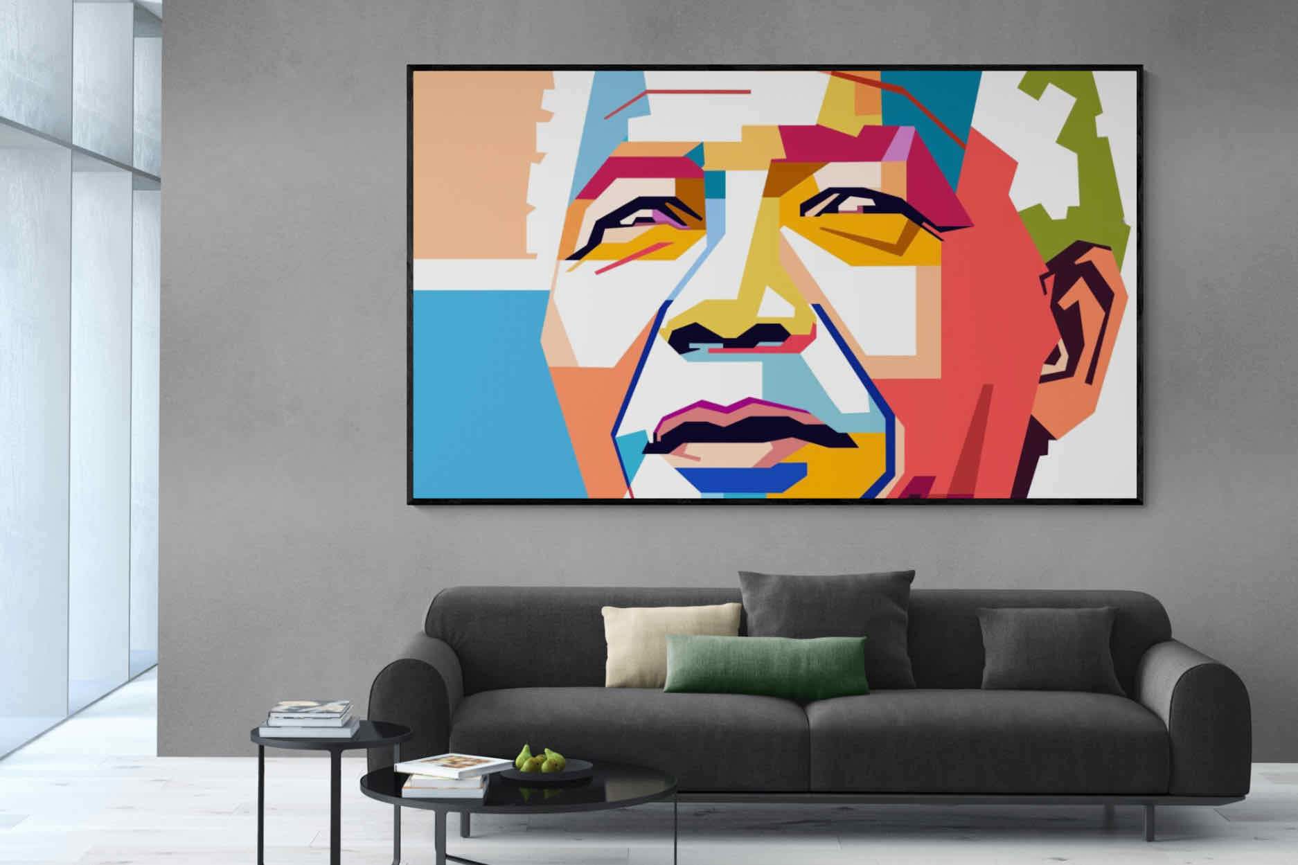 Modern Madiba-Wall_Art-220 x 130cm-Mounted Canvas-Black-Pixalot