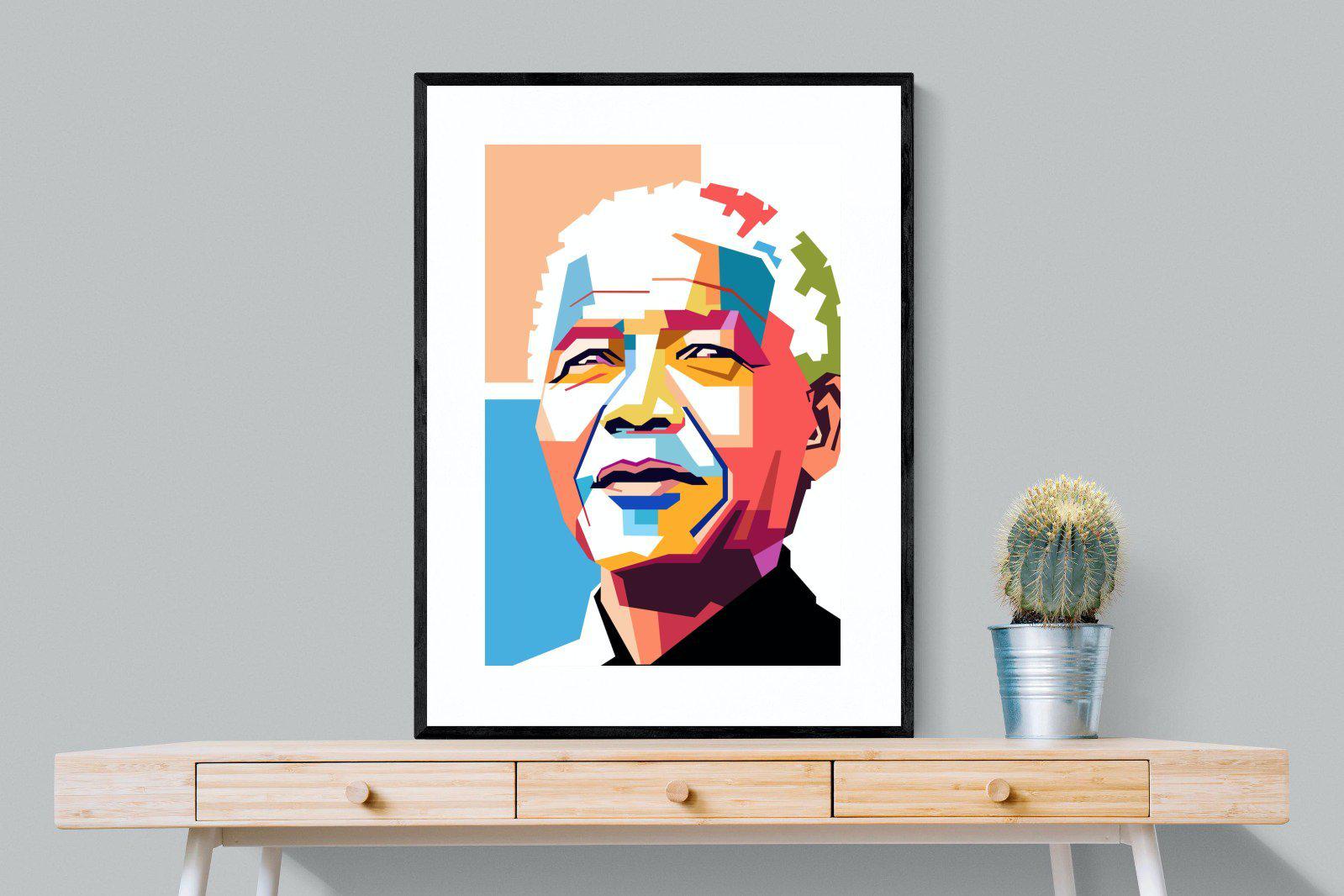 Modern Madiba-Wall_Art-75 x 100cm-Framed Print-Black-Pixalot