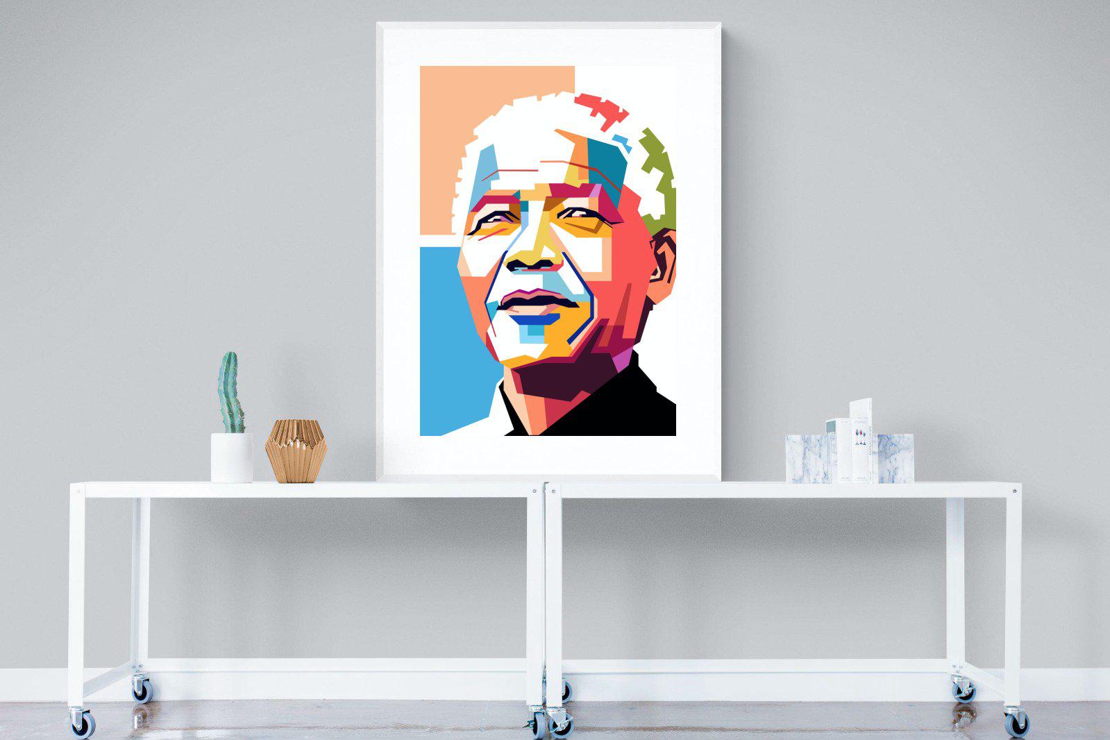 Modern Madiba-Wall_Art-90 x 120cm-Framed Print-White-Pixalot